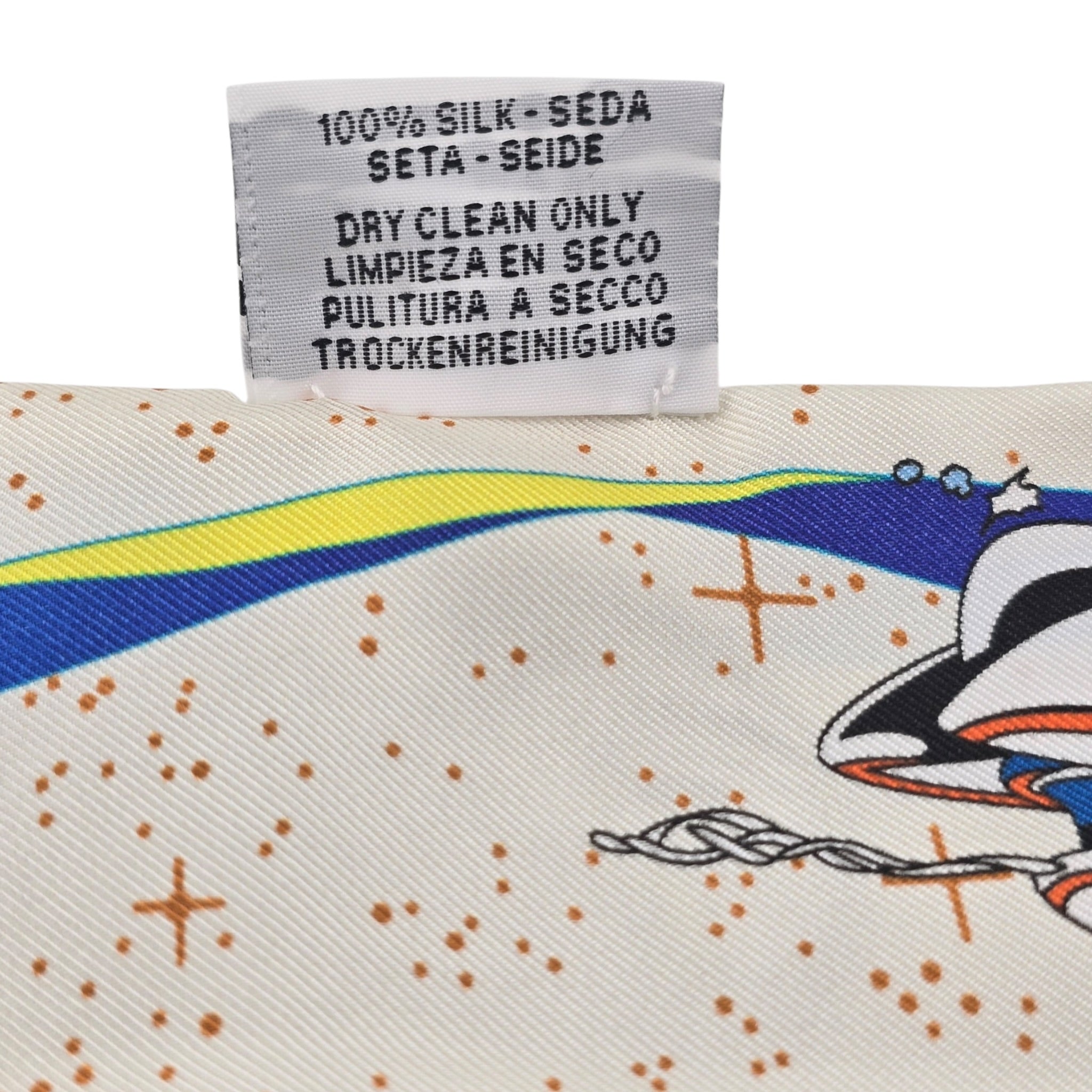 Hermes Silk Twilly "Space Derby" Creme and Bleu Multi HERMES