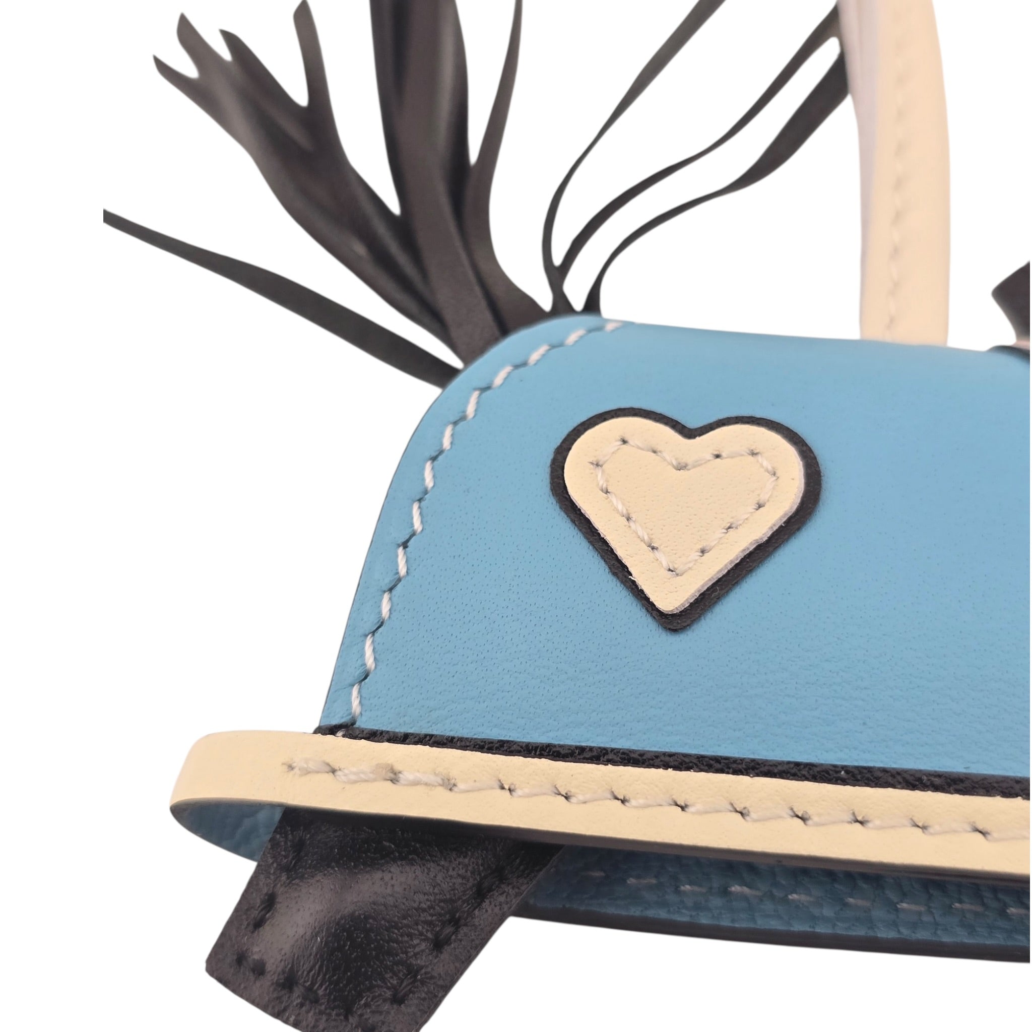 Hermès Rodeo Robeo Coeur Bag Charm PM Noir / Craie / Céleste / Noir Milo Lambskin HERMES