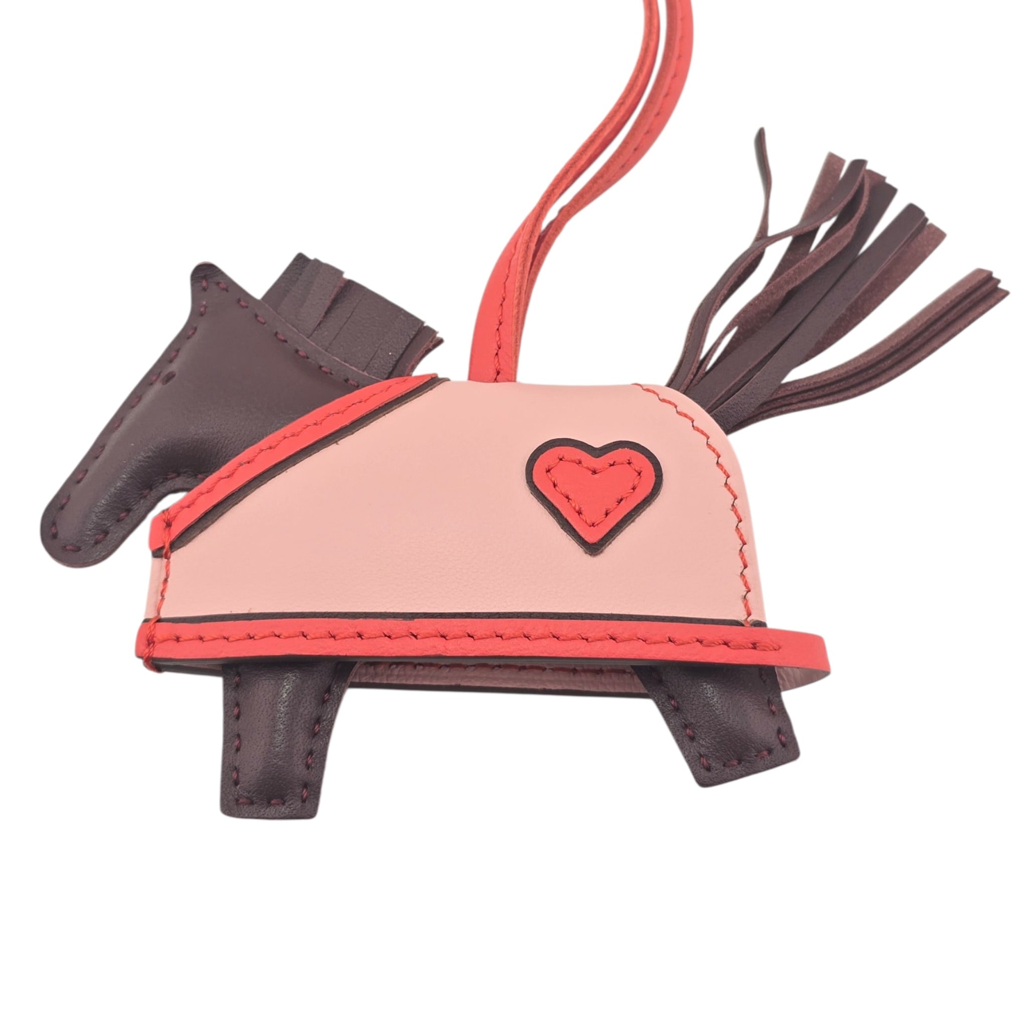 Hermès Rodeo Robeo Coeur Bag Charm PM Terre / Capucine / Rose Sakura / Terre Milo Lambskin HERMES