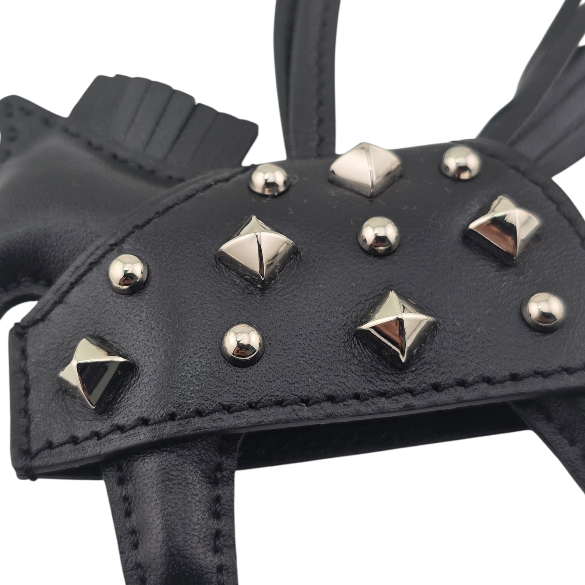 Hermès Rodeo Robeo Rock Studded Bag Charm PM Noir Lambskin HERMES