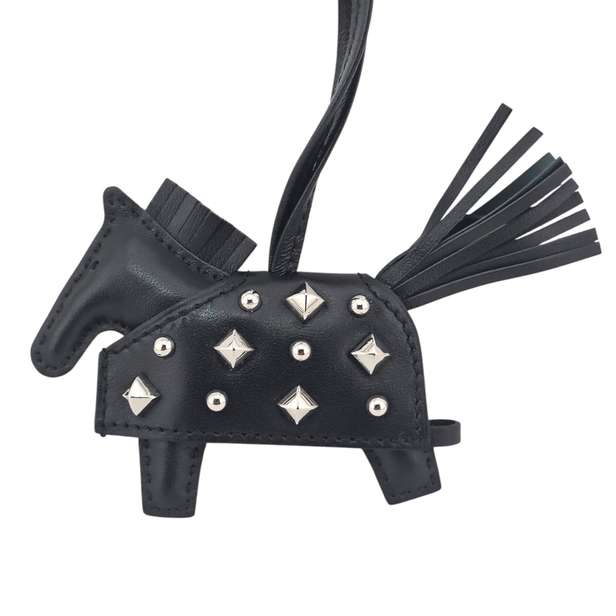 Hermès Rodeo Robeo Rock Studded Bag Charm PM Noir Lambskin HERMES