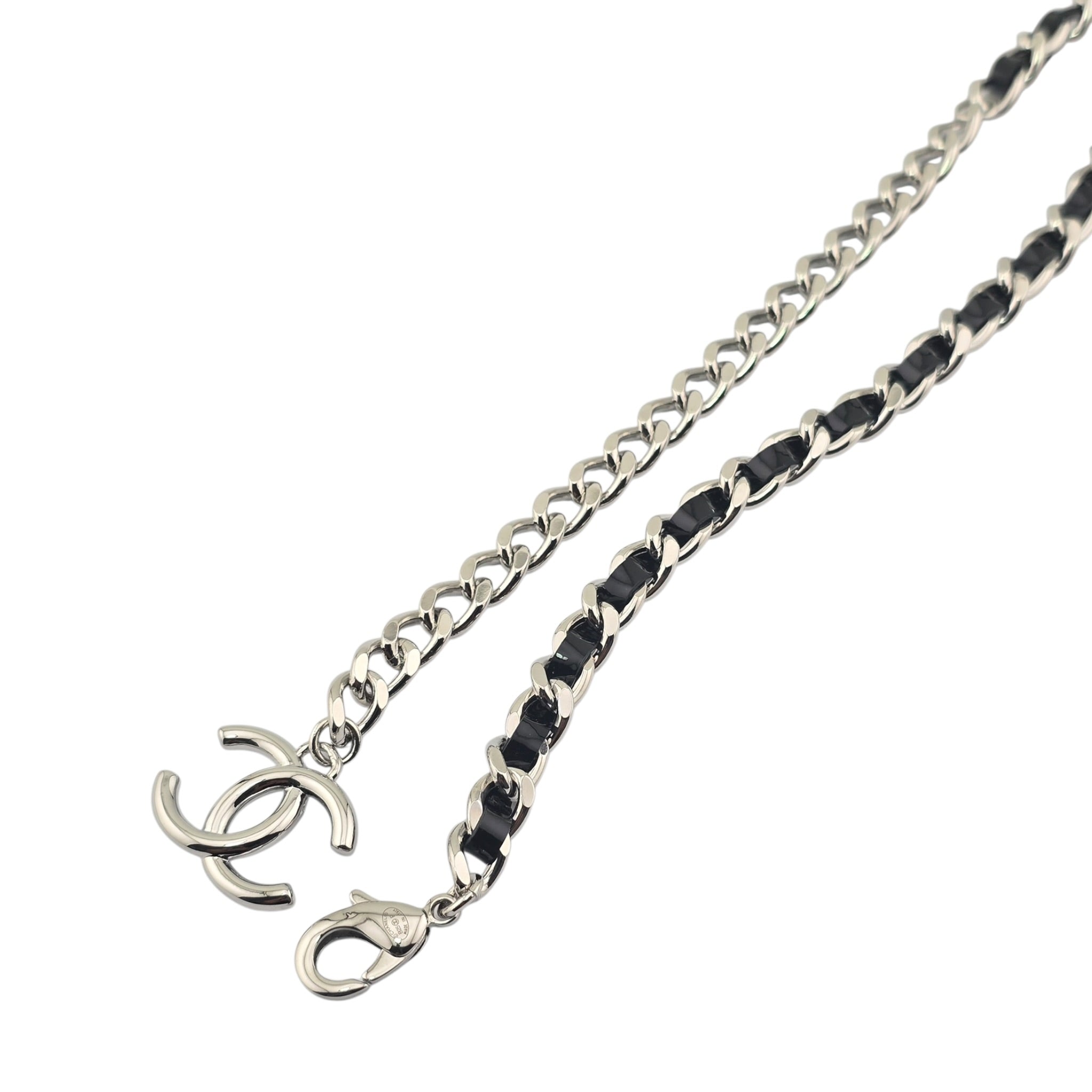 Chanel CC Black Silver Patent Lambskin Necklace 2025 CHANEL