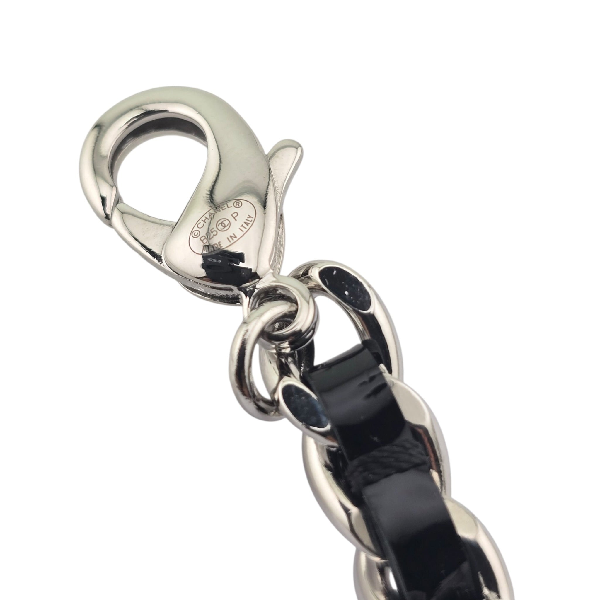 Chanel CC Black Silver Patent Lambskin Necklace 2025 CHANEL
