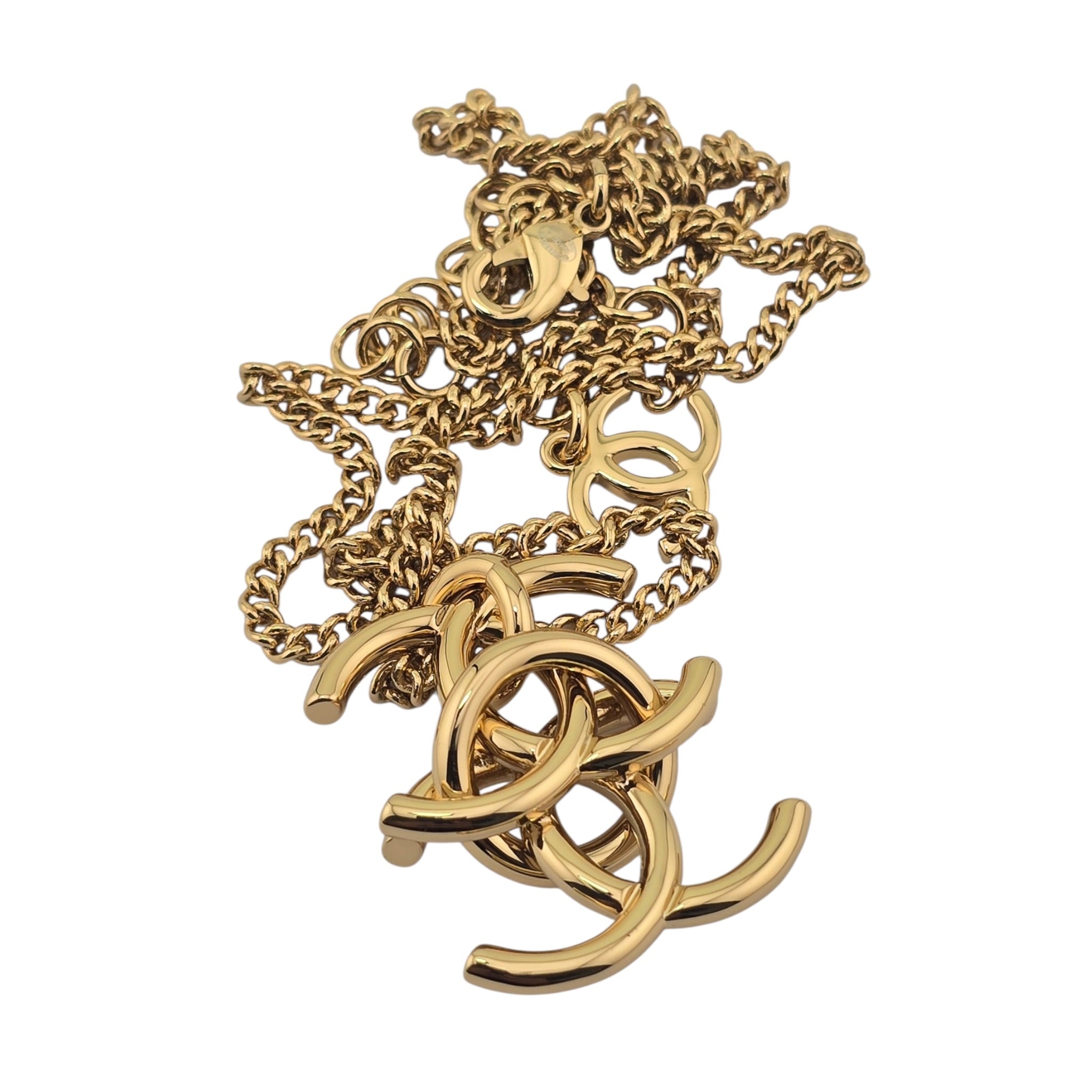 Chanel CC Double Interlock Gold Necklace 2026 CHANEL