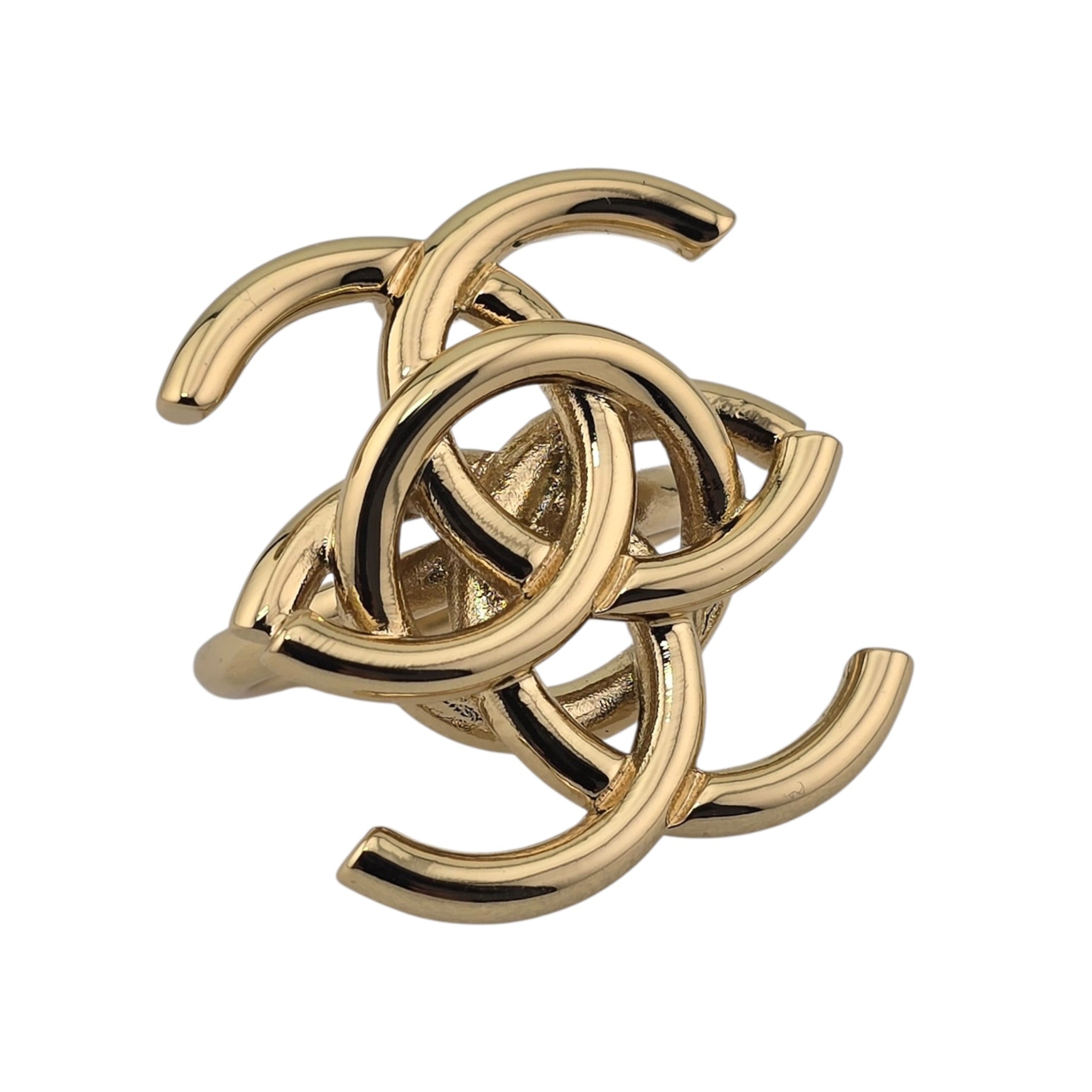Chanel CC Double Interlock Gold Ring 2026 CHANEL