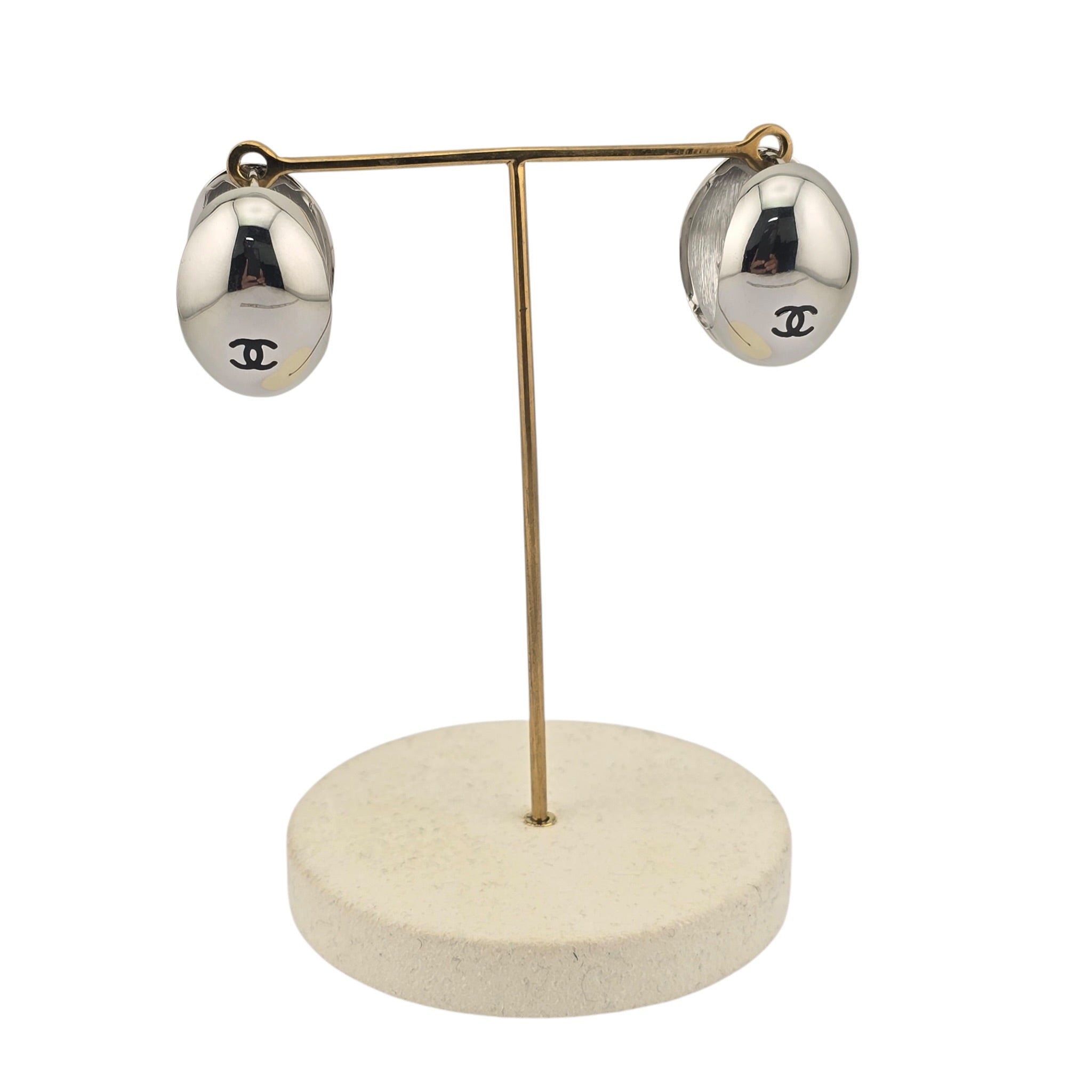 Chanel CC Silver Hoop Earrings SS26 2026 CHANEL