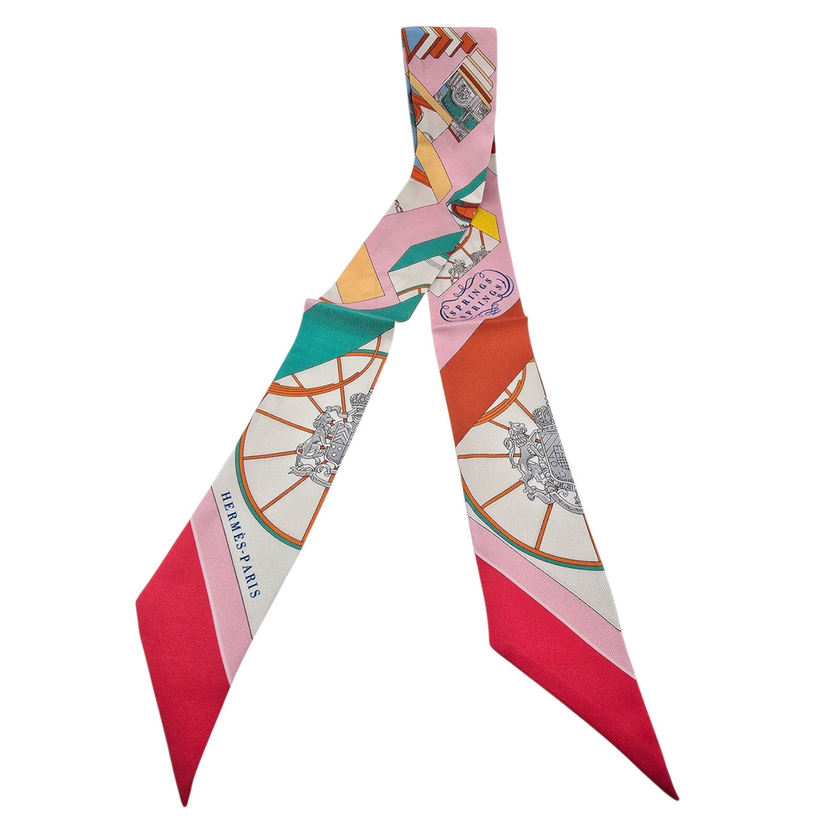 Hermes Silk Twilly Rose/Vert/Multicolore Springs Springs HERMES