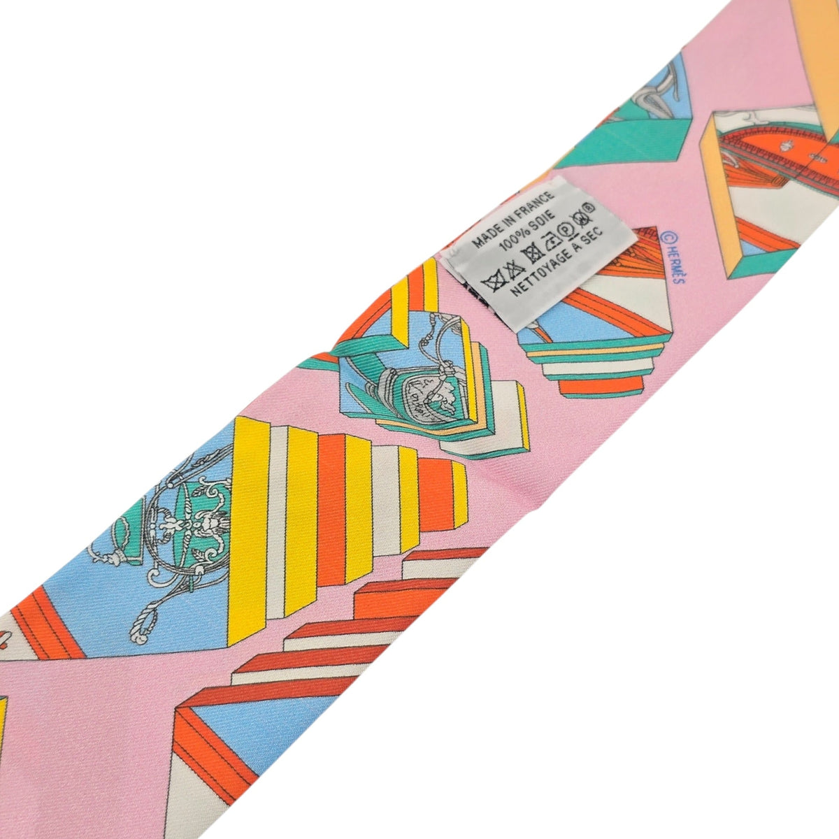 Hermes Silk Twilly Rose/Vert/Multicolore Springs Springs HERMES