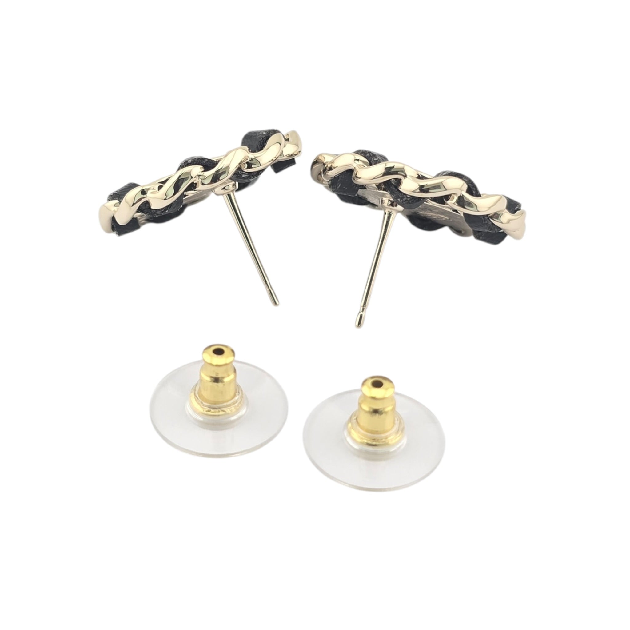 Chanel CC Black Leather Purple Round Earrings 2024 CHANEL