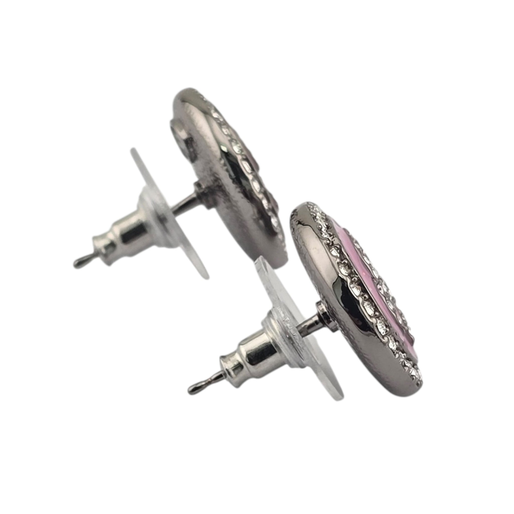 Chanel CC Pink Ruthenium Round Earrings 2025 CHANEL