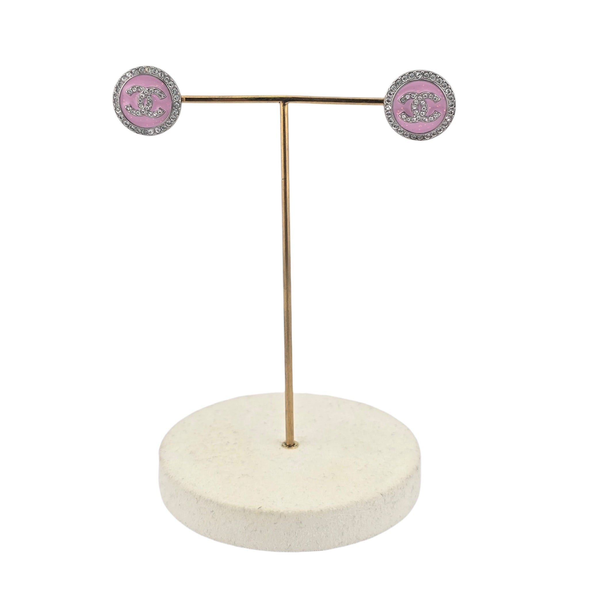 Chanel CC Pink Ruthenium Round Earrings 2025 CHANEL