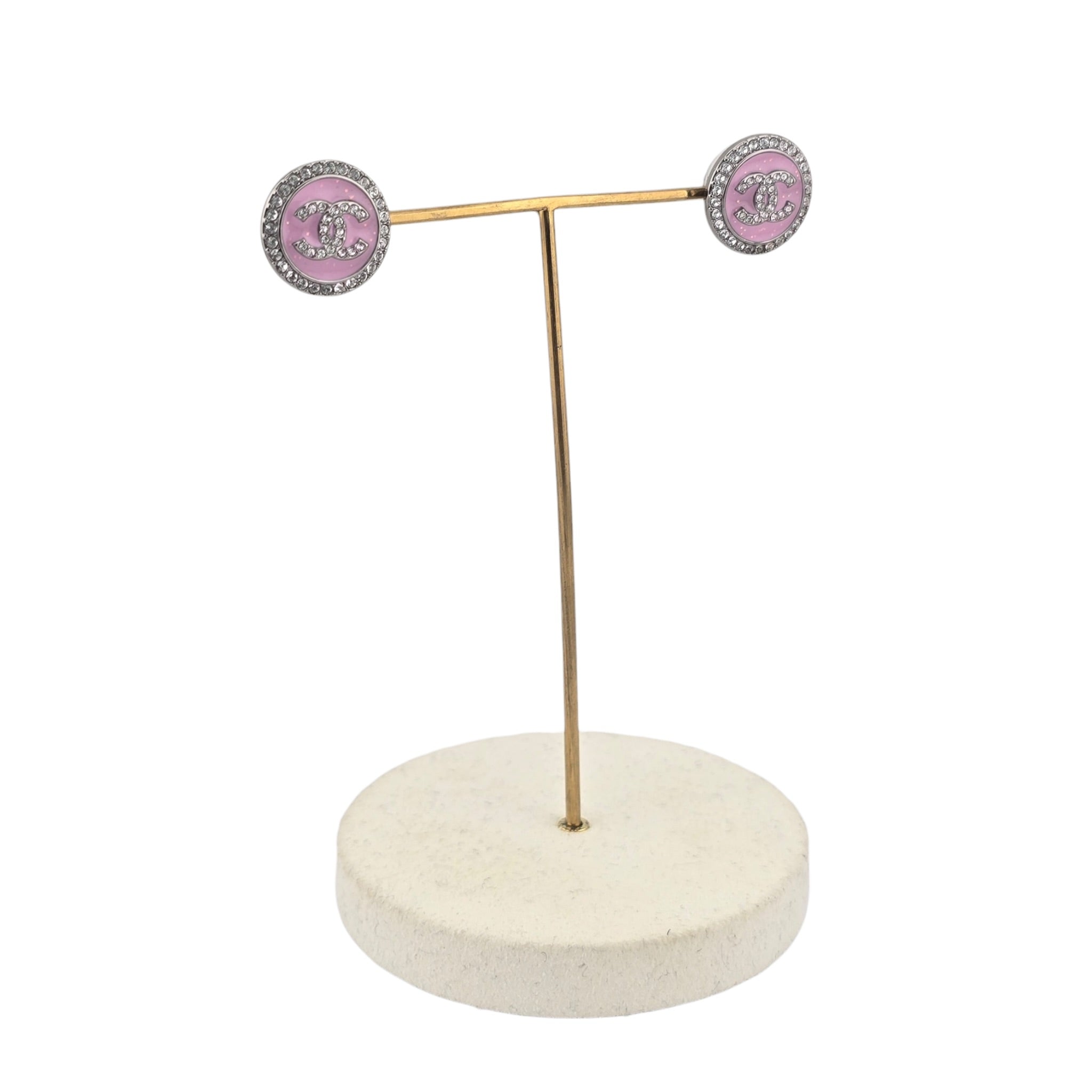 Chanel CC Pink Ruthenium Round Earrings 2025 CHANEL