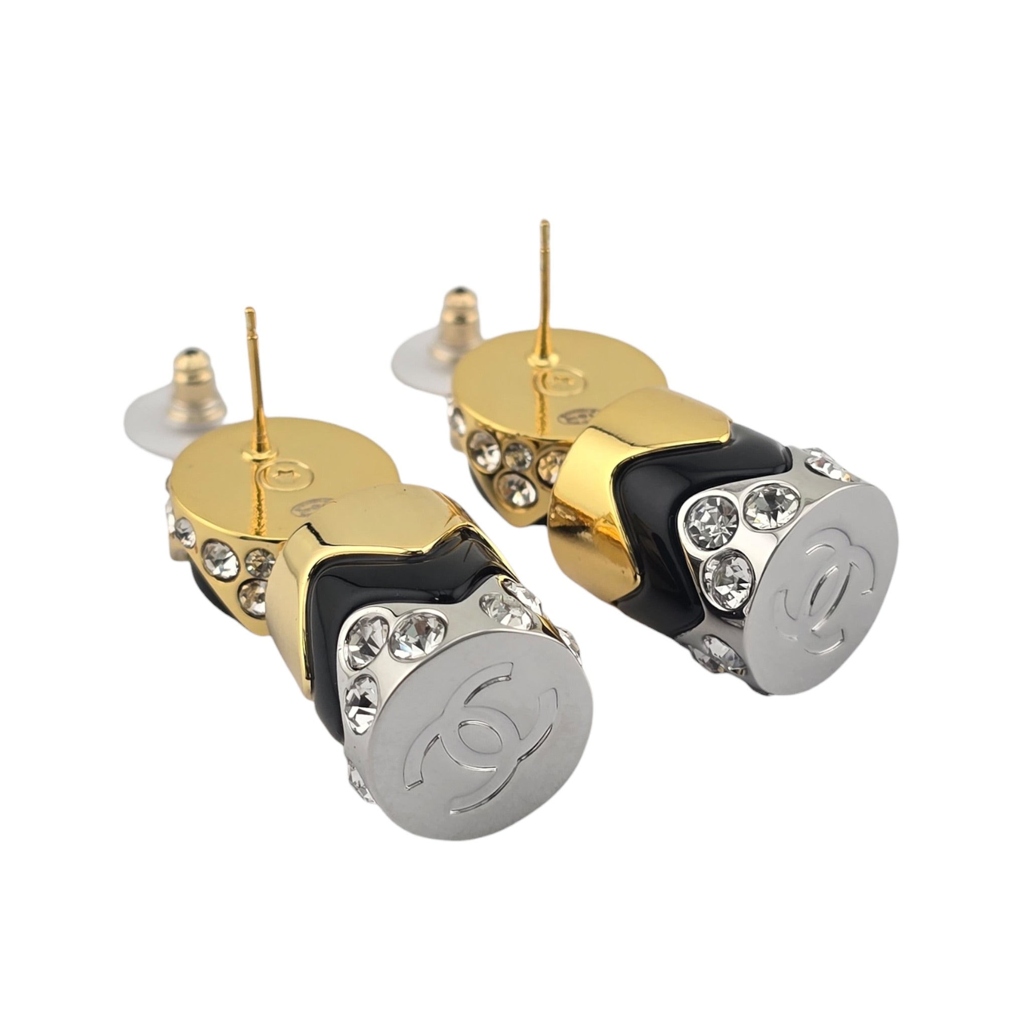 Chanel CC Drop Pendant Black Gold Earrings 2026 CHANEL
