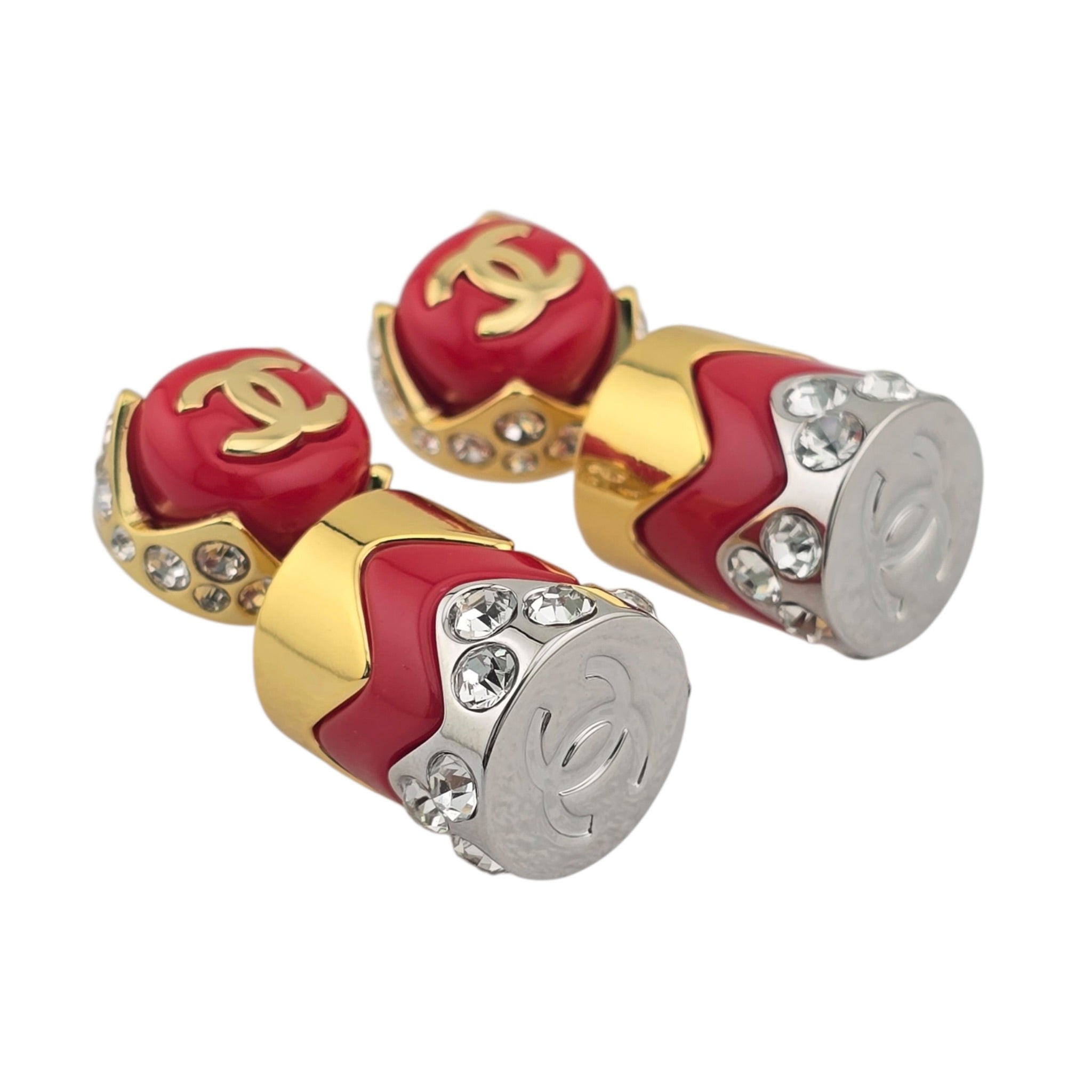 Chanel CC Drop Pendant Red Gold Silver Earrings 2026 CHANEL