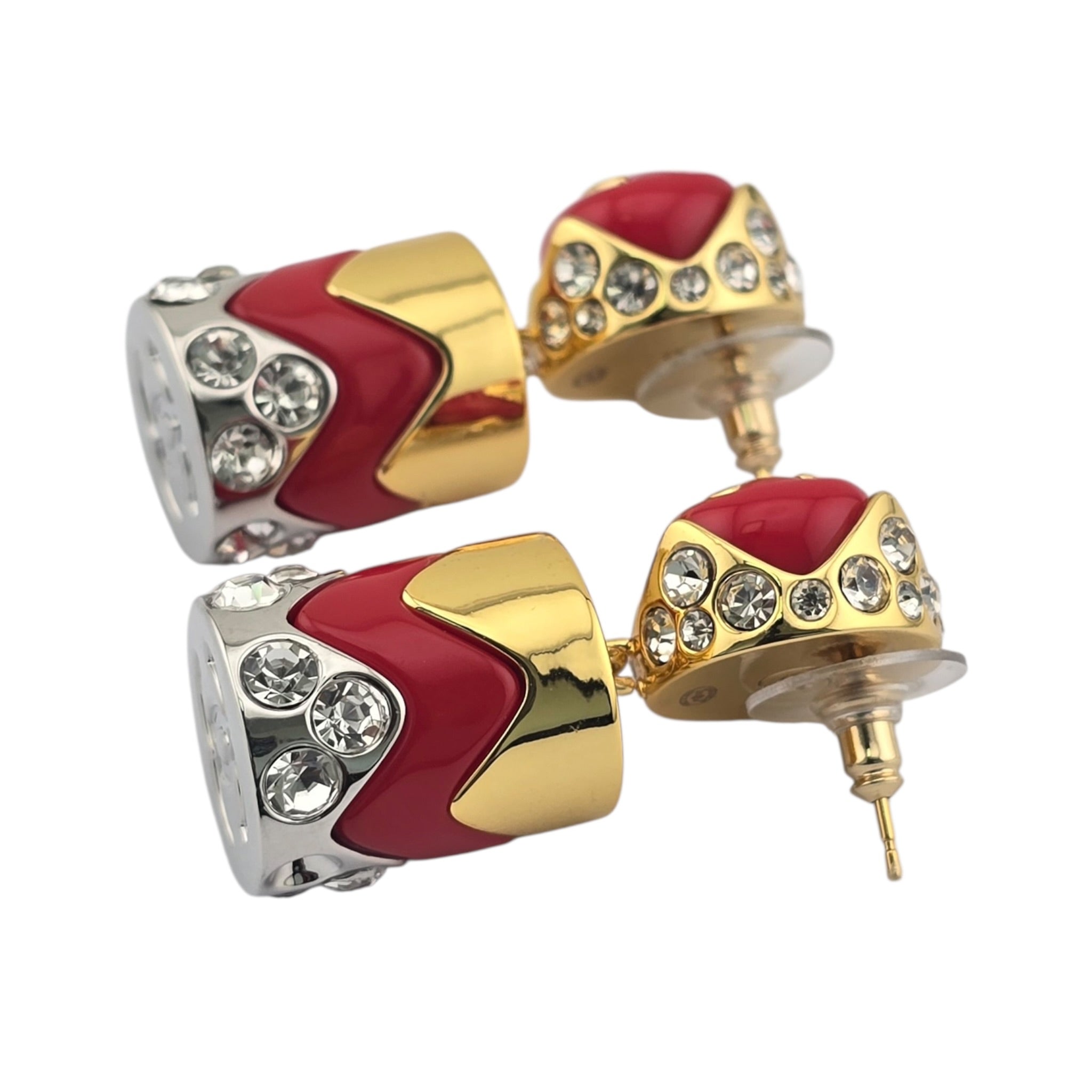 Chanel CC Drop Pendant Red Gold Silver Earrings 2026 CHANEL