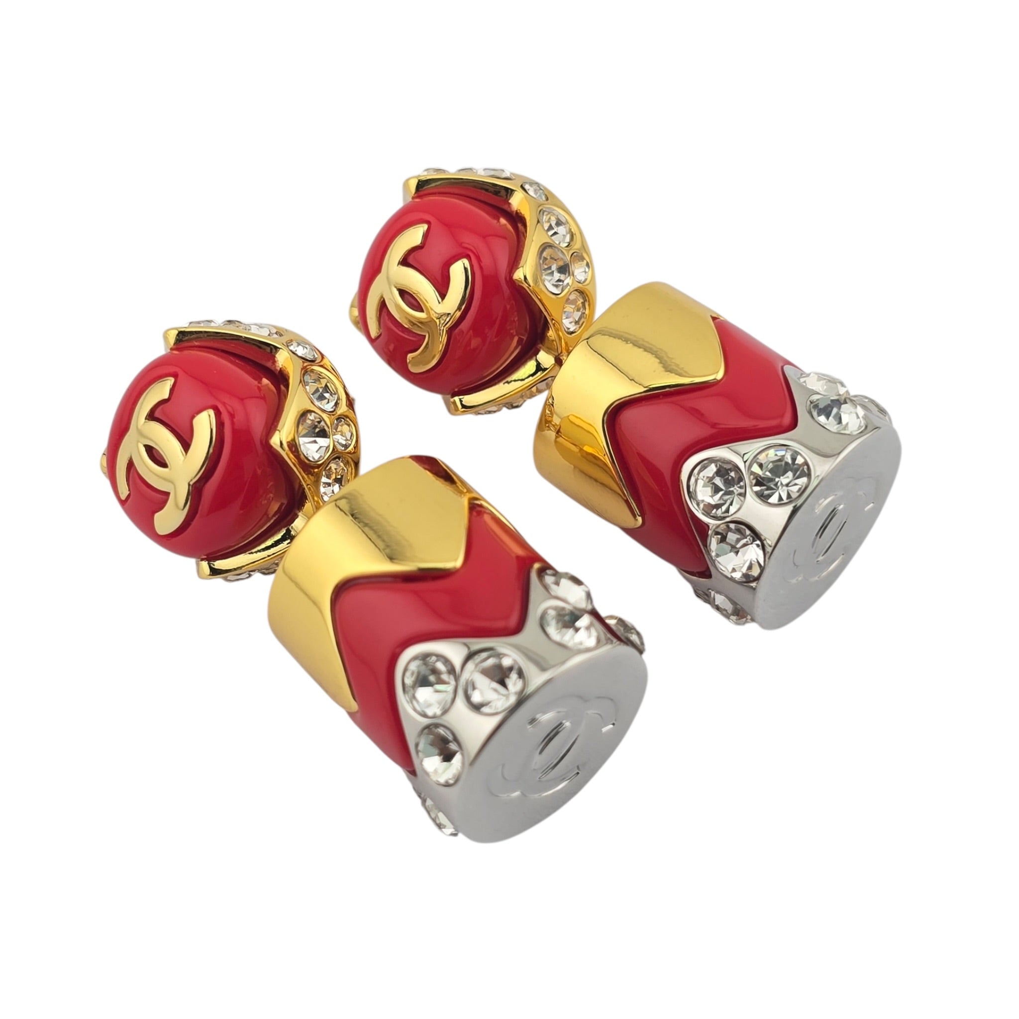 Chanel CC Drop Pendant Red Gold Silver Earrings 2026 CHANEL