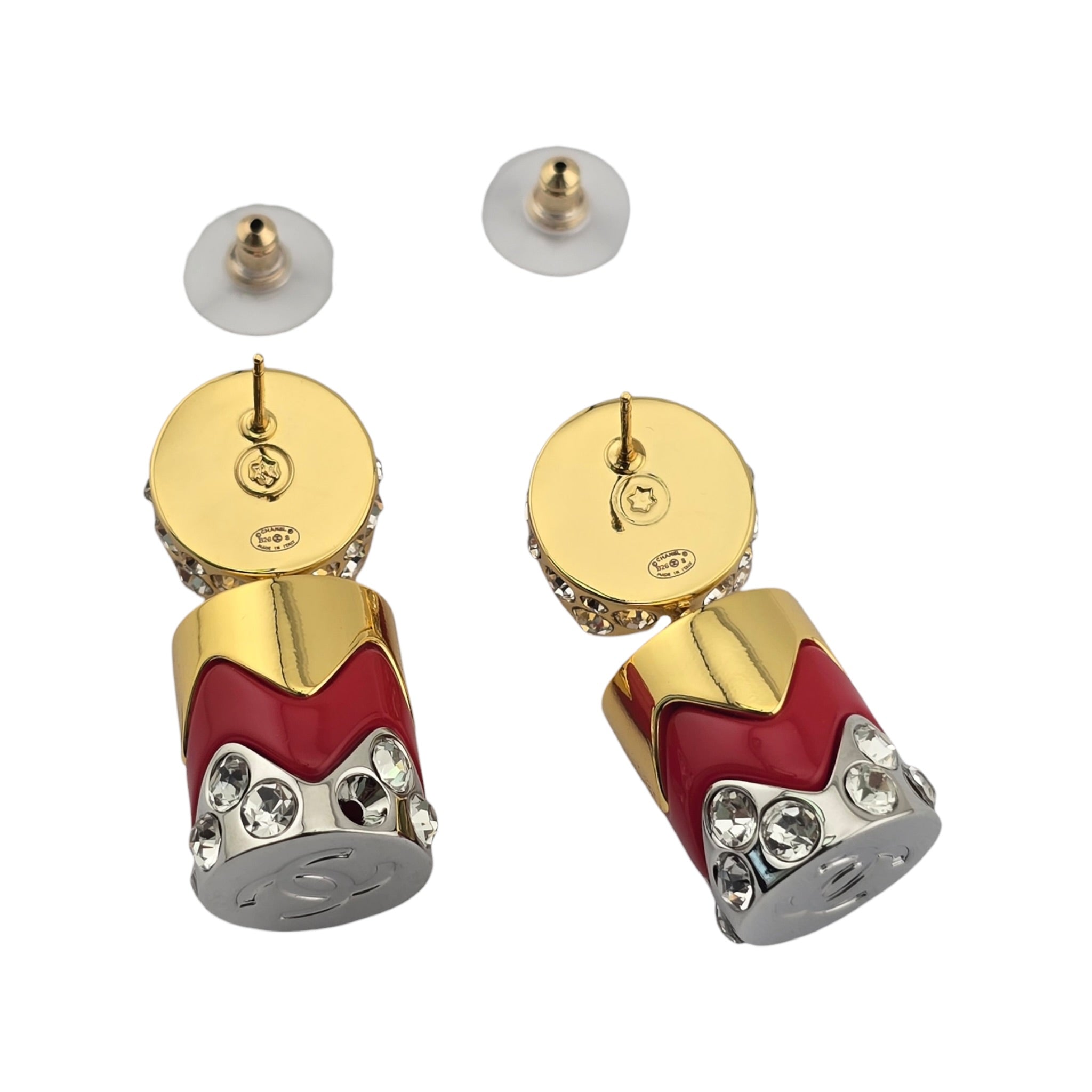Chanel CC Drop Pendant Red Gold Silver Earrings 2026 CHANEL