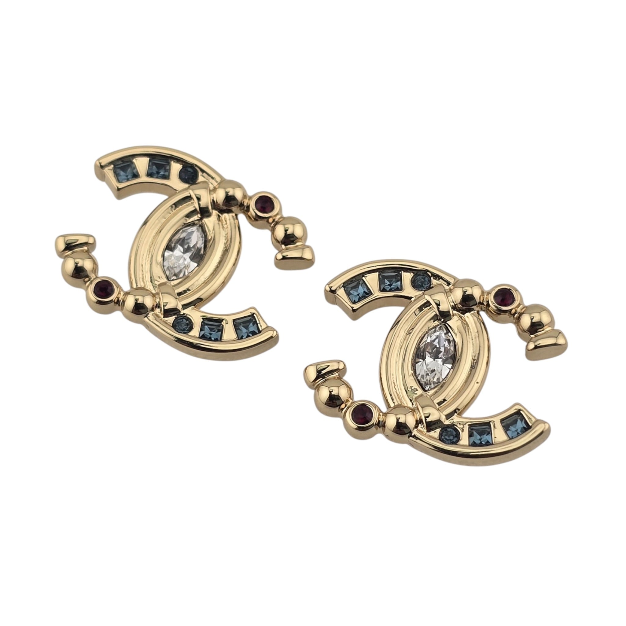 Chanel CC Gold Stud Crystal Earrings 2025 CHANEL