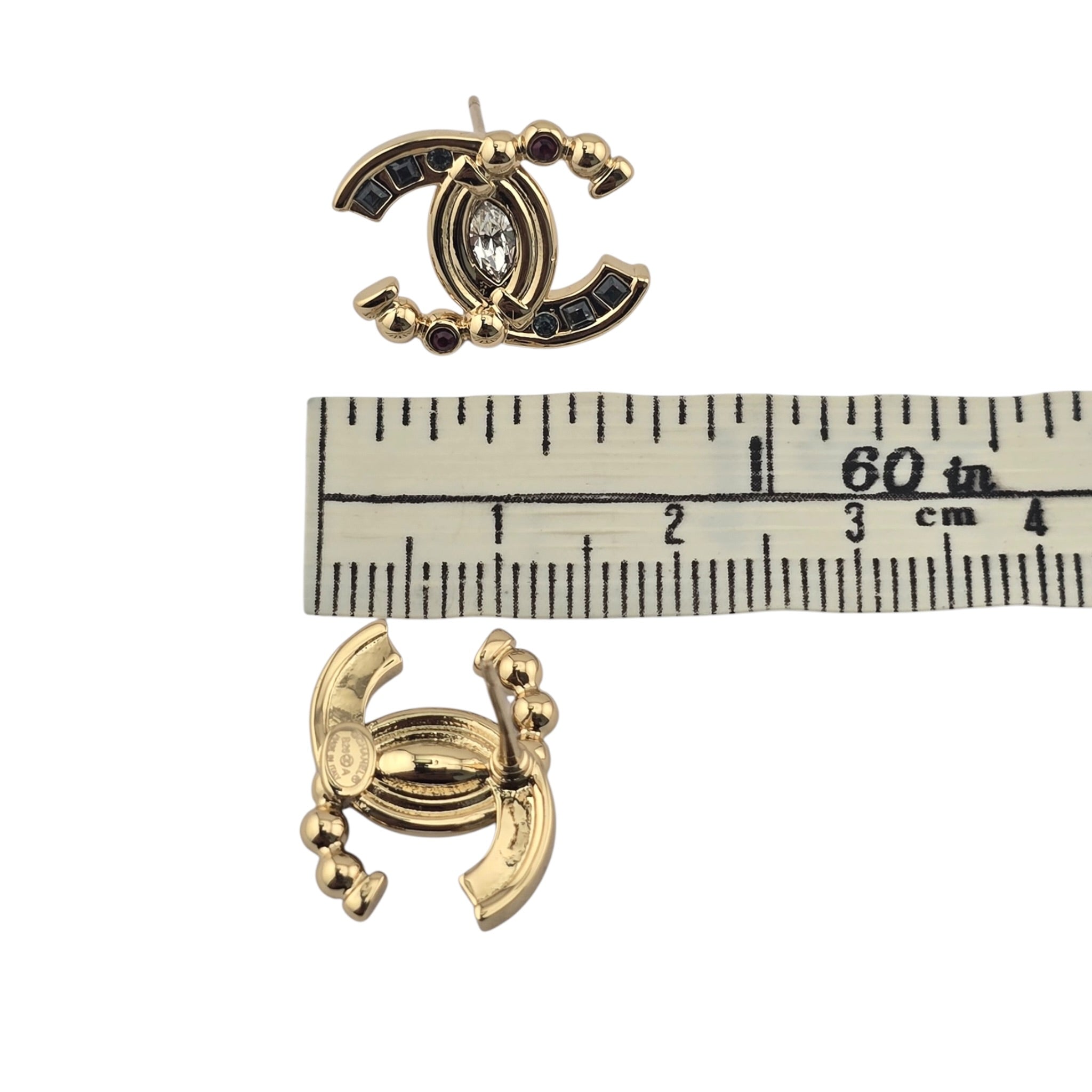 Chanel CC Gold Stud Crystal Earrings 2025 CHANEL