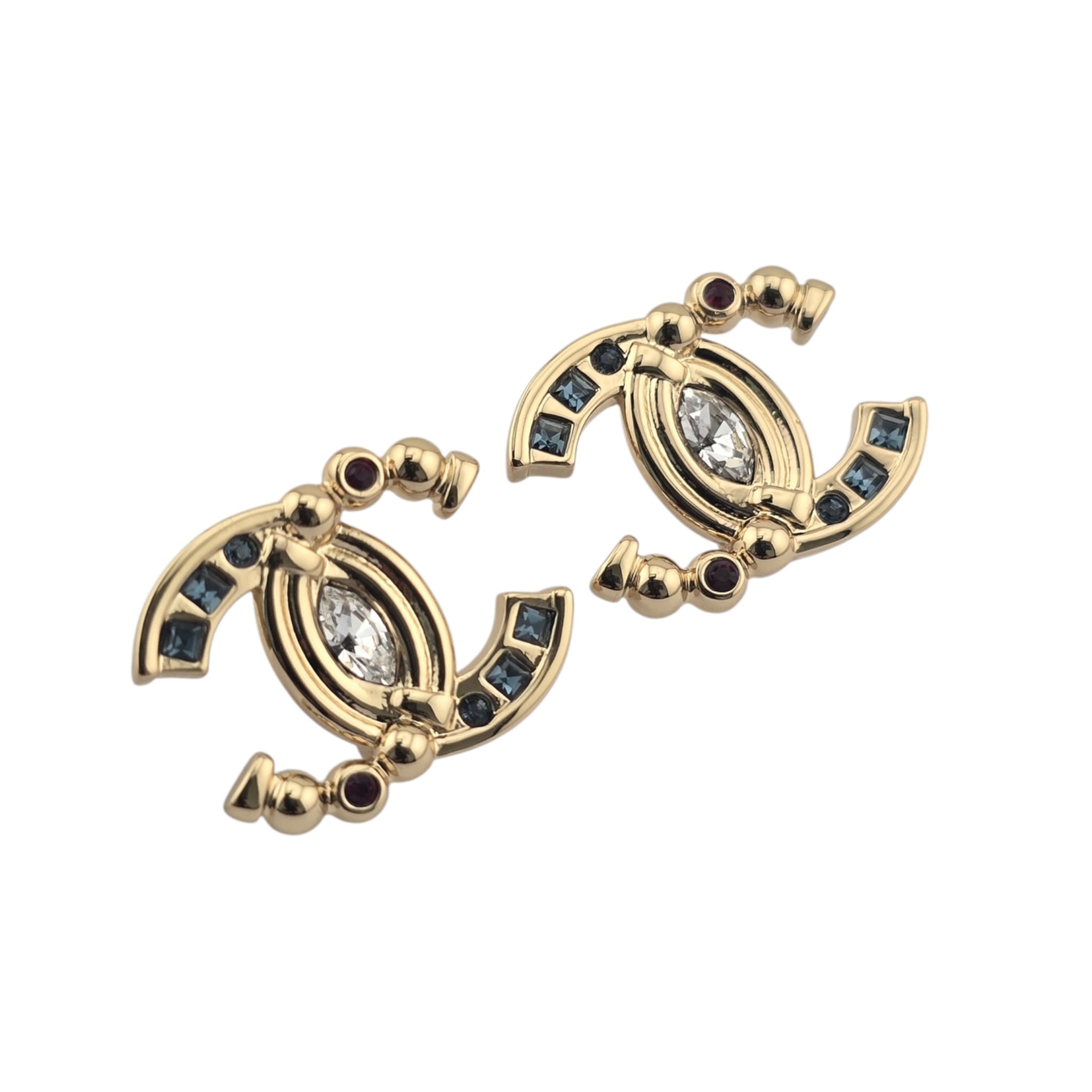 Chanel CC Gold Stud Crystal Earrings 2025 CHANEL