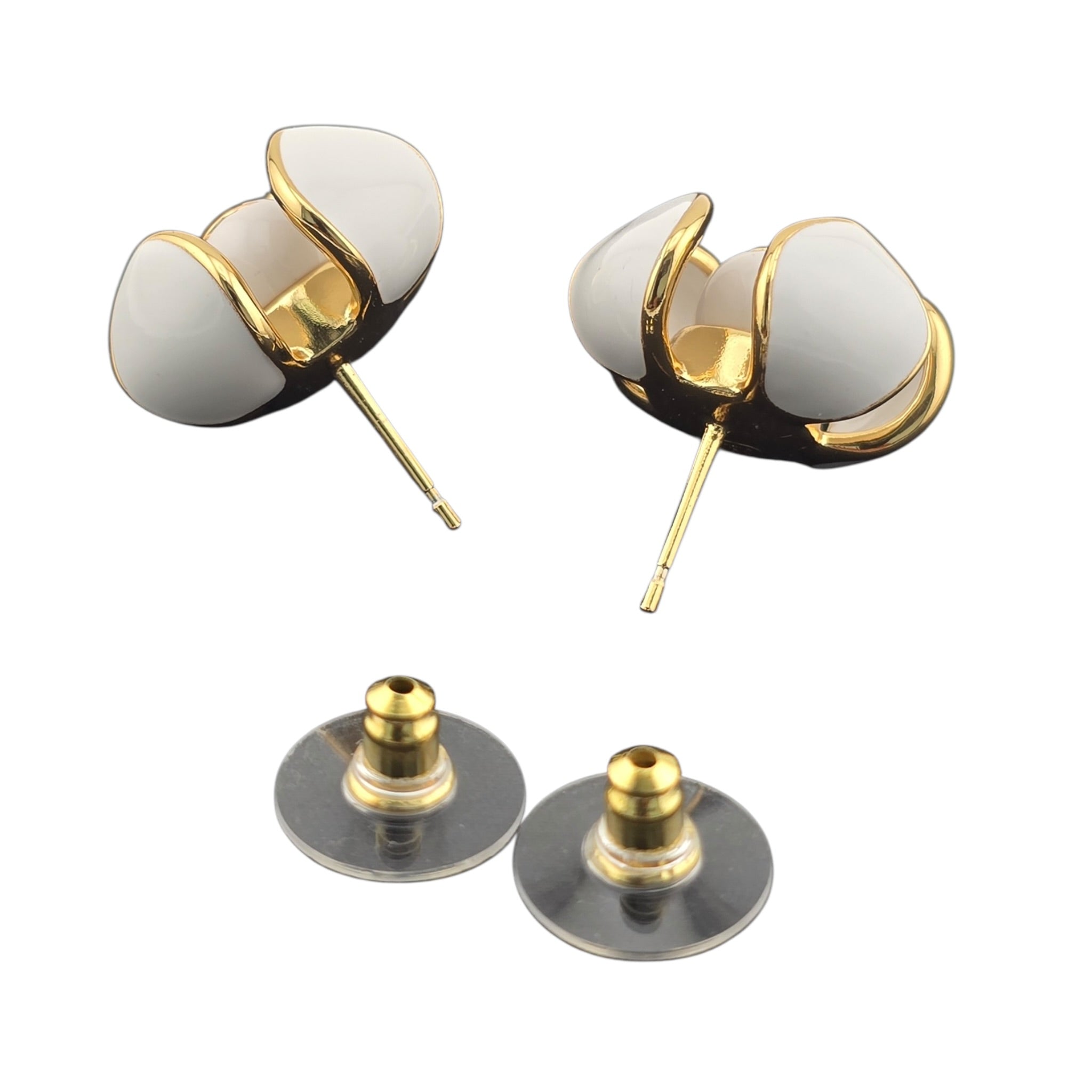 Chanel CC White Gold Enamel Earrings 2026 CHANEL