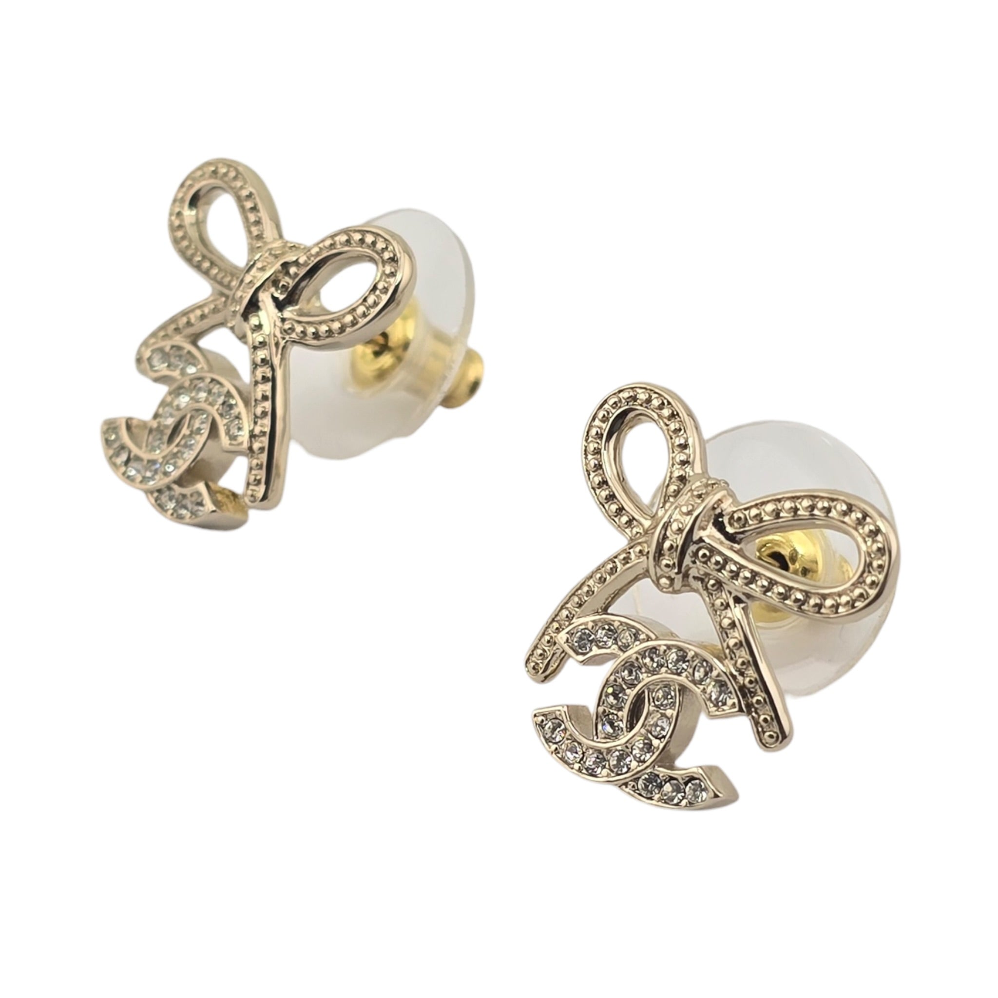 Chanel CC Pendant Gold Bow Earrings 2025 CHANEL