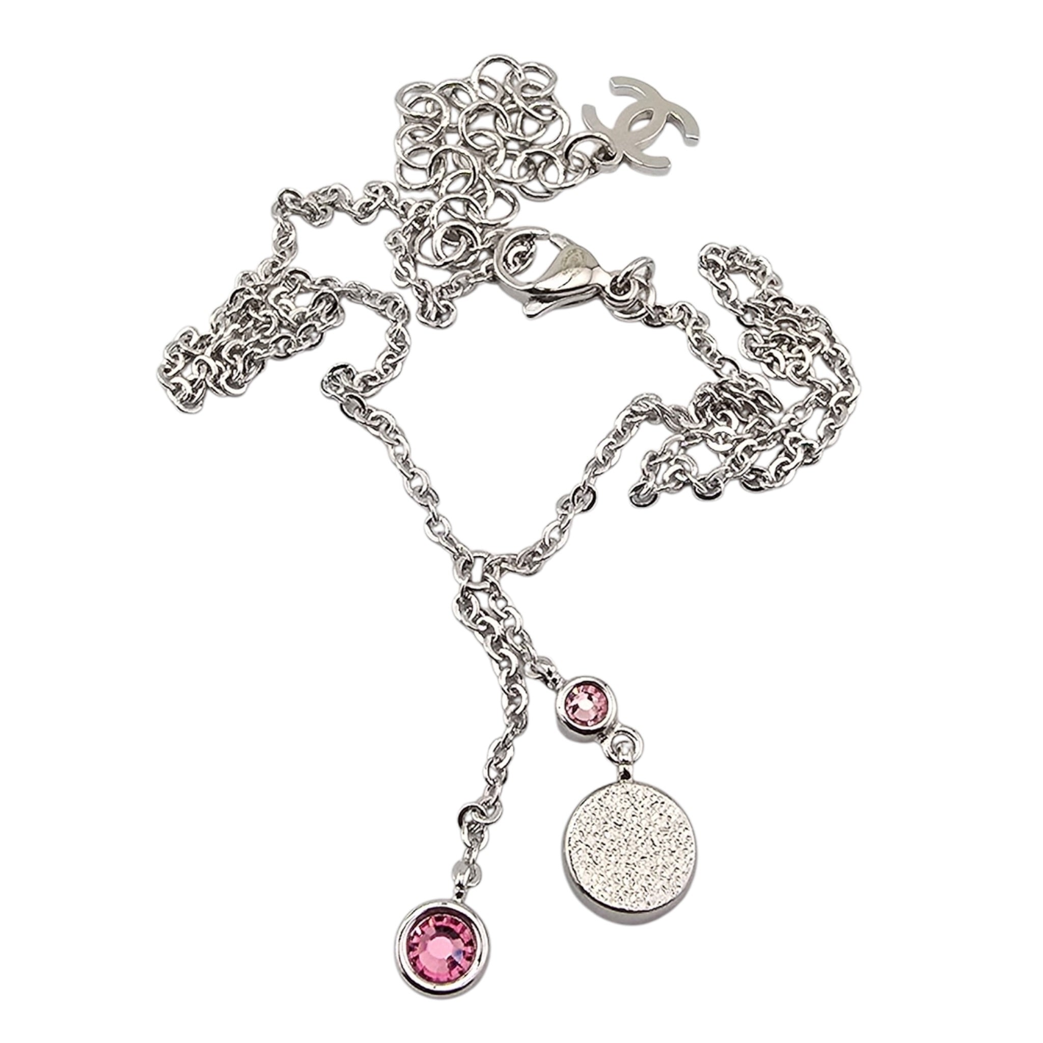 Chanel CC Drop Pendant Silver Necklace 2026 CHANEL