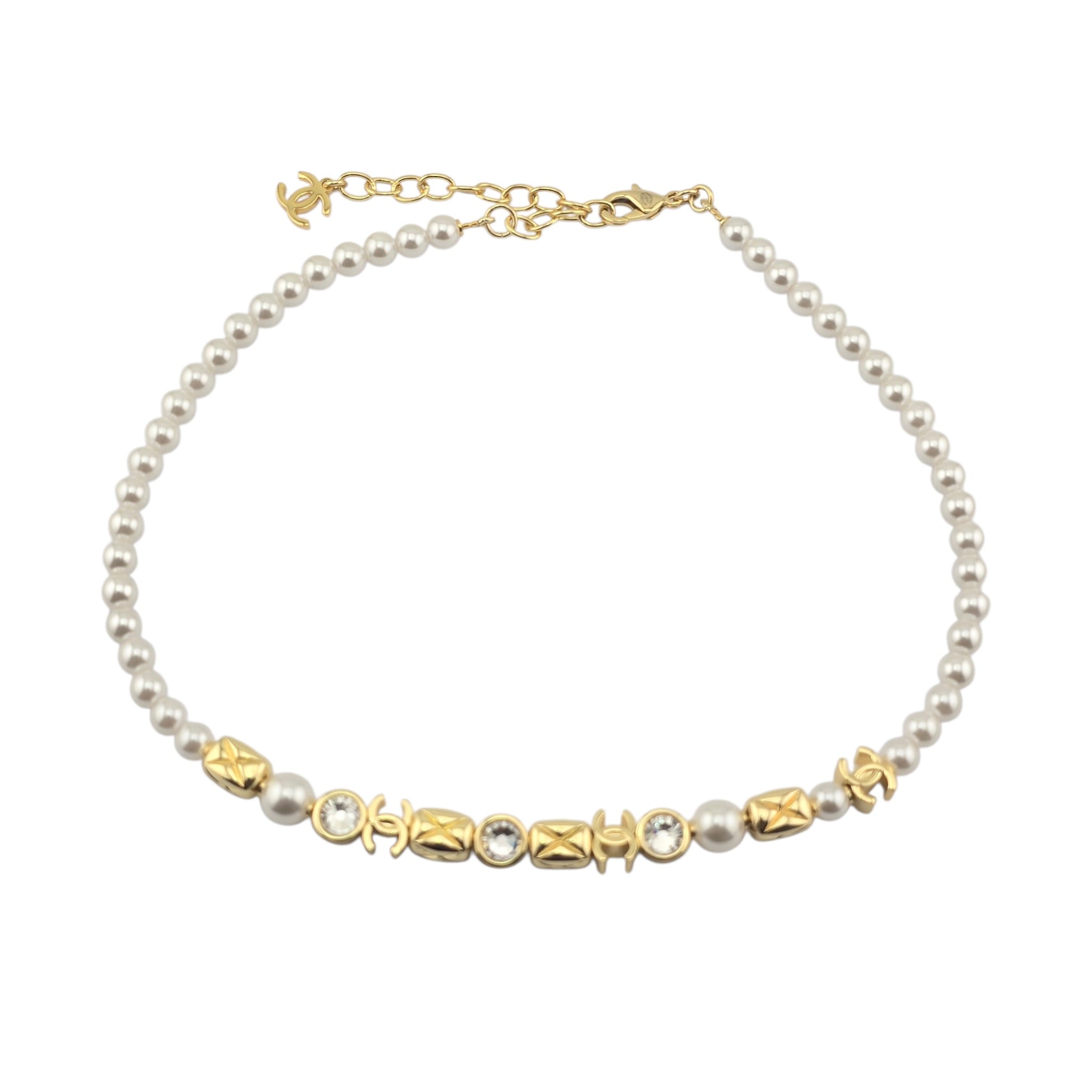 Chanel CC Faux Pearl Gold Necklace 2026 CHANEL