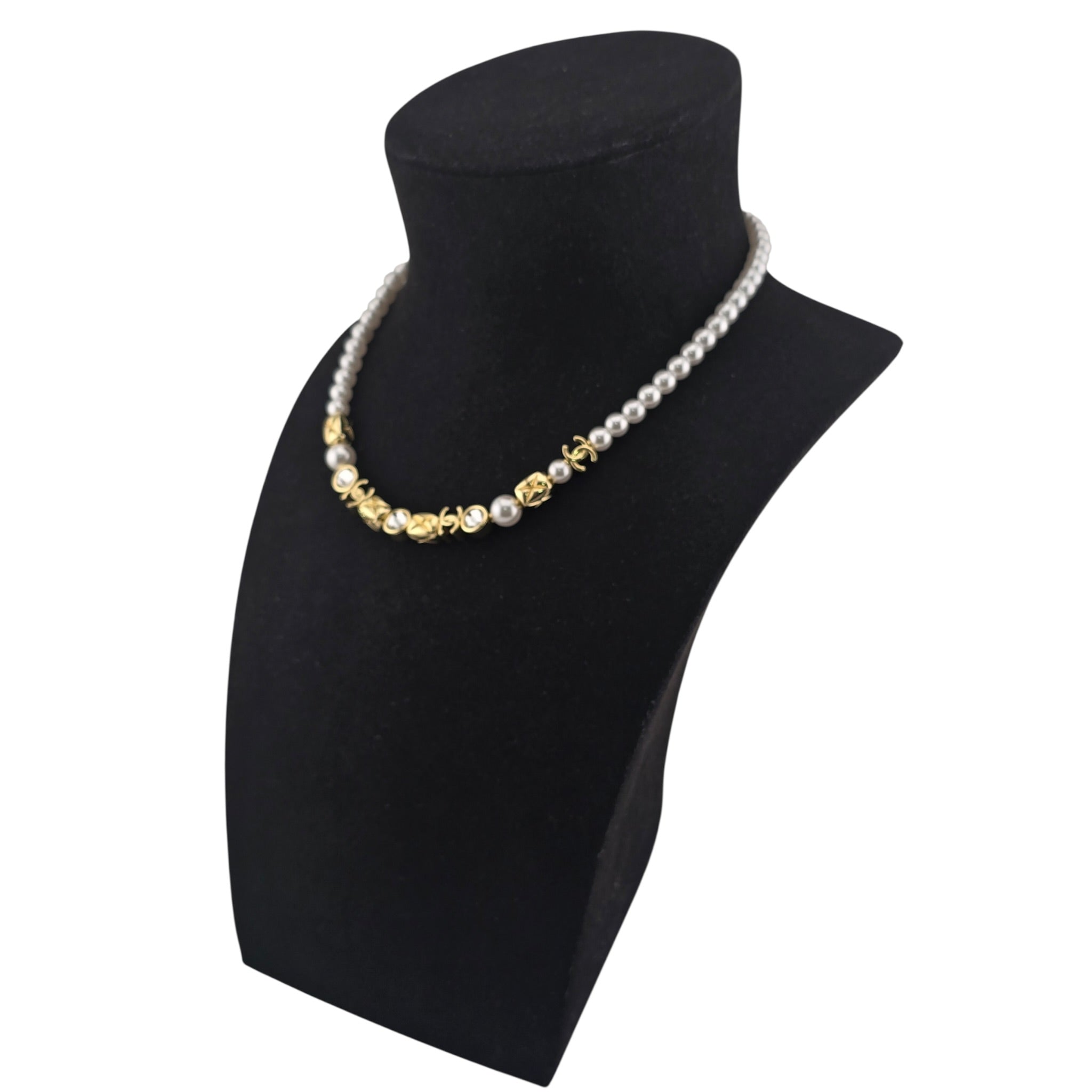 Chanel CC Faux Pearl Gold Necklace 2026 CHANEL