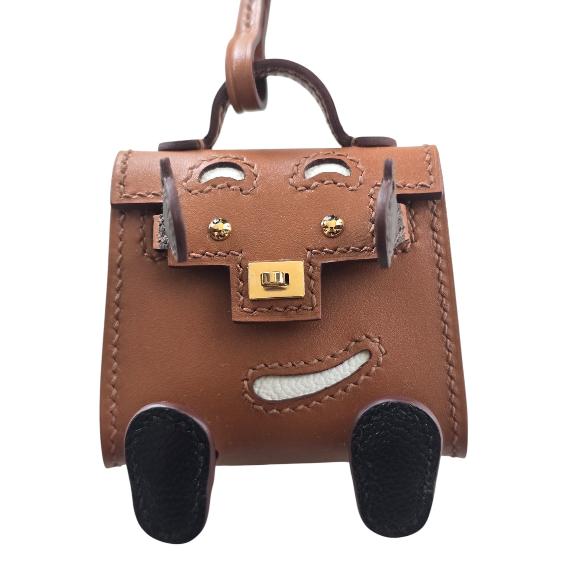 Hermès Quelle Idole Doll Bag Charm Sable Mushroom Havane and Black HERMES