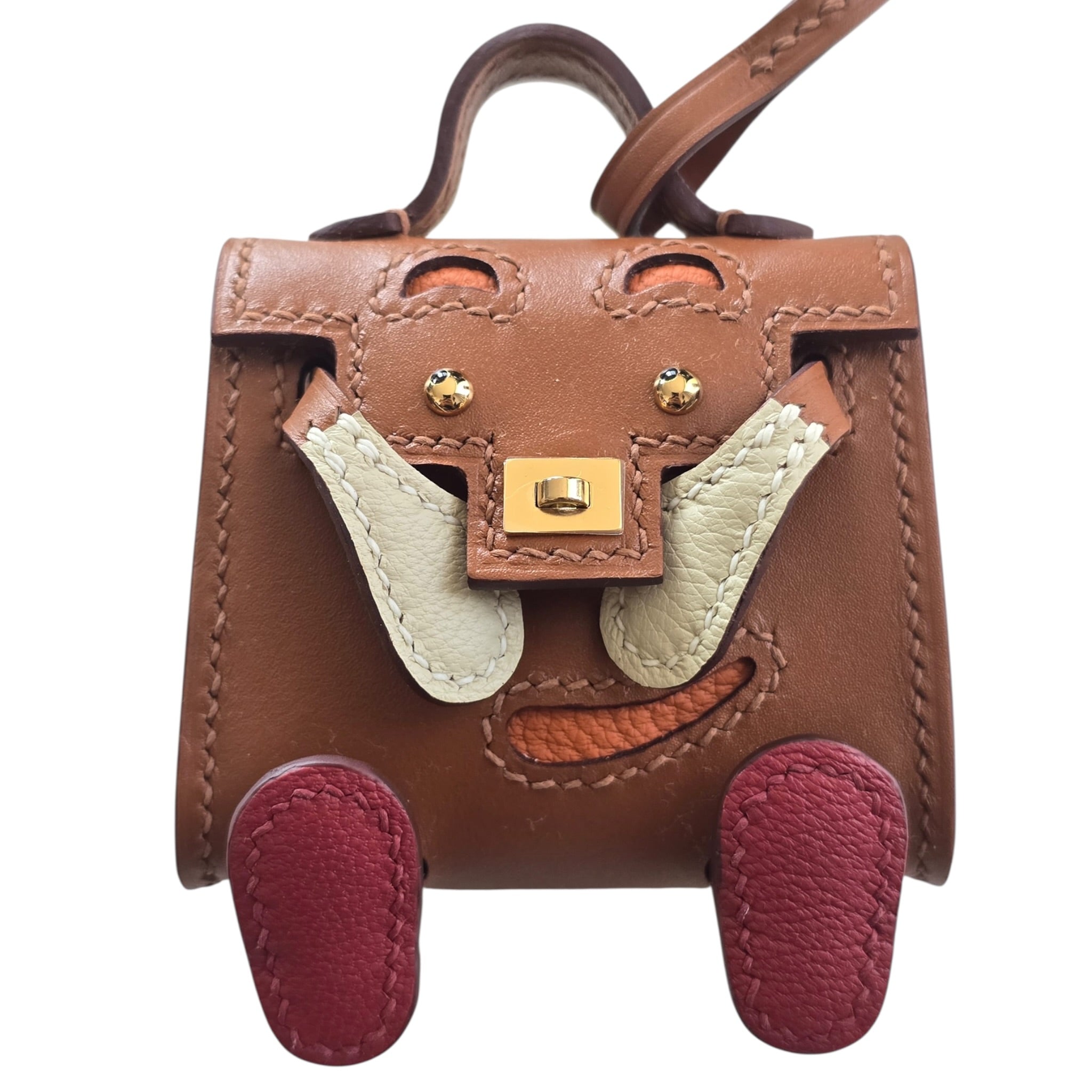 Hermès Quelle Idole Doll Bag Charm Sable Orange Nata and Brique HERMES