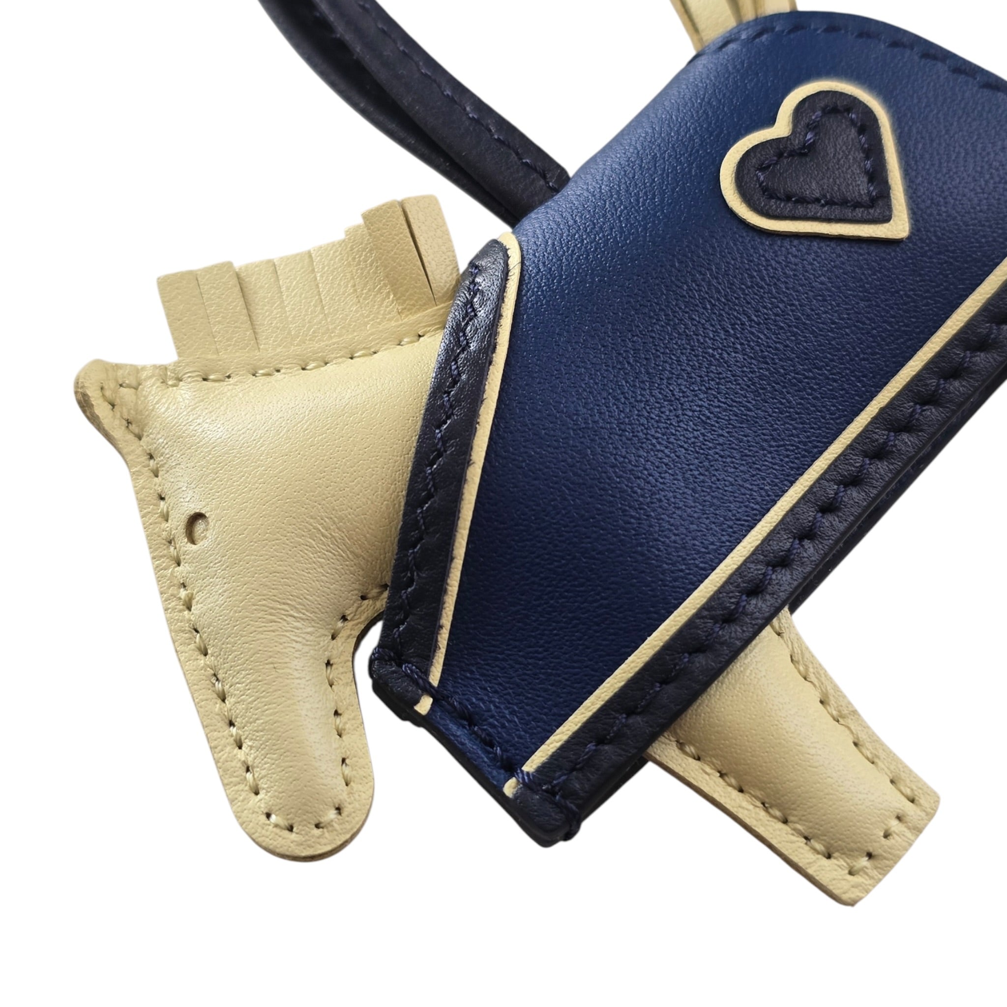 Hermès Rodeo Robeo Coeur Bag Charm PM Jaune Milton/Bleu Nuit/Bleu Tie HERMES