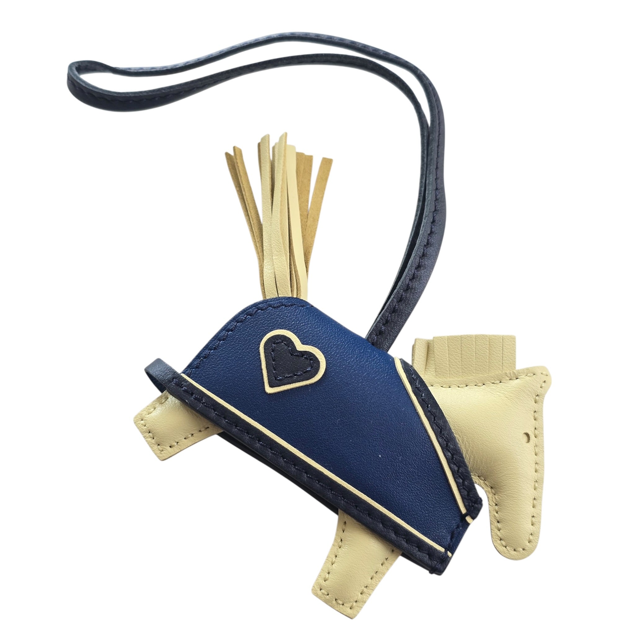 Hermès Rodeo Robeo Coeur Bag Charm PM Jaune Milton/Bleu Nuit/Bleu Tie HERMES