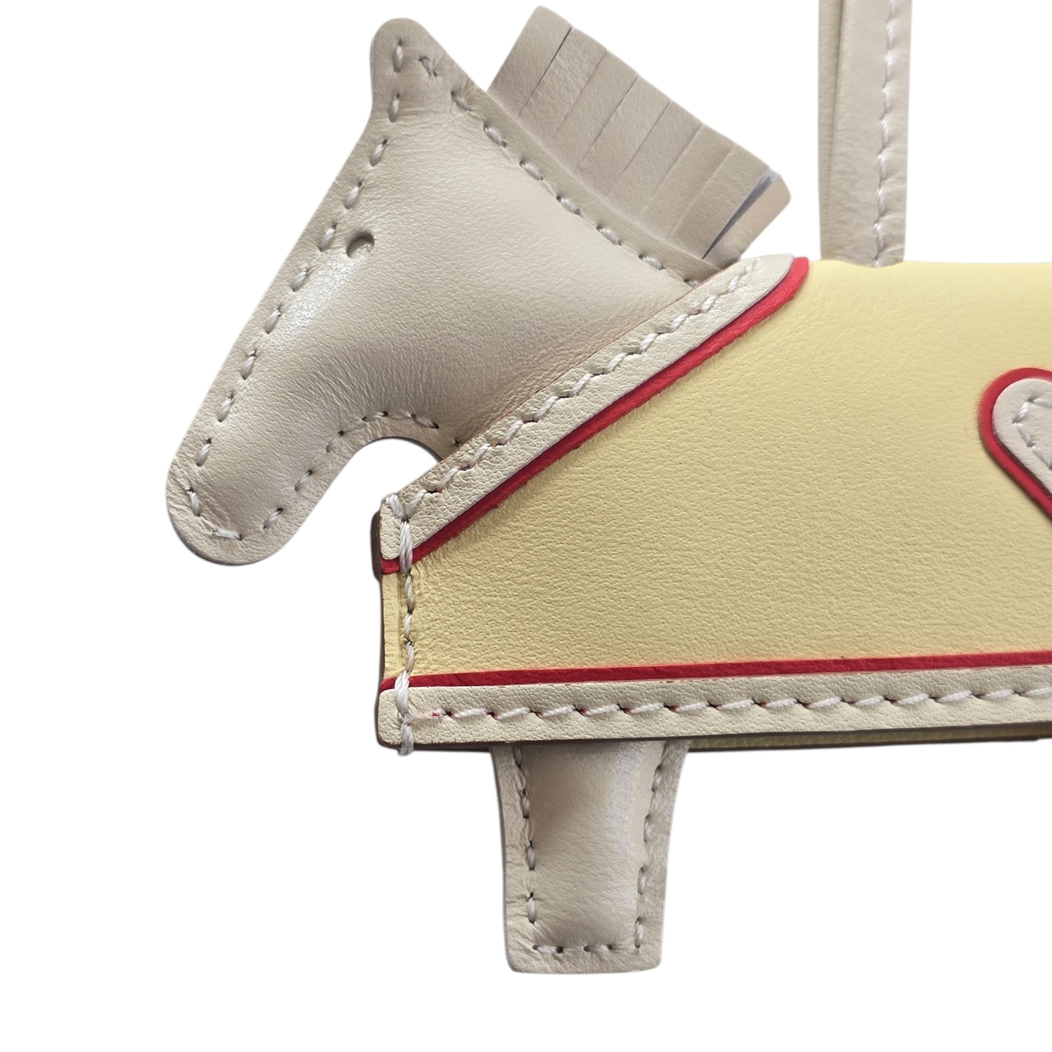 Hermès Rodeo Robeo Coeur Charm PM Craie, Jaune Milton & Rouge Radieux Milo Lambskin HERMES