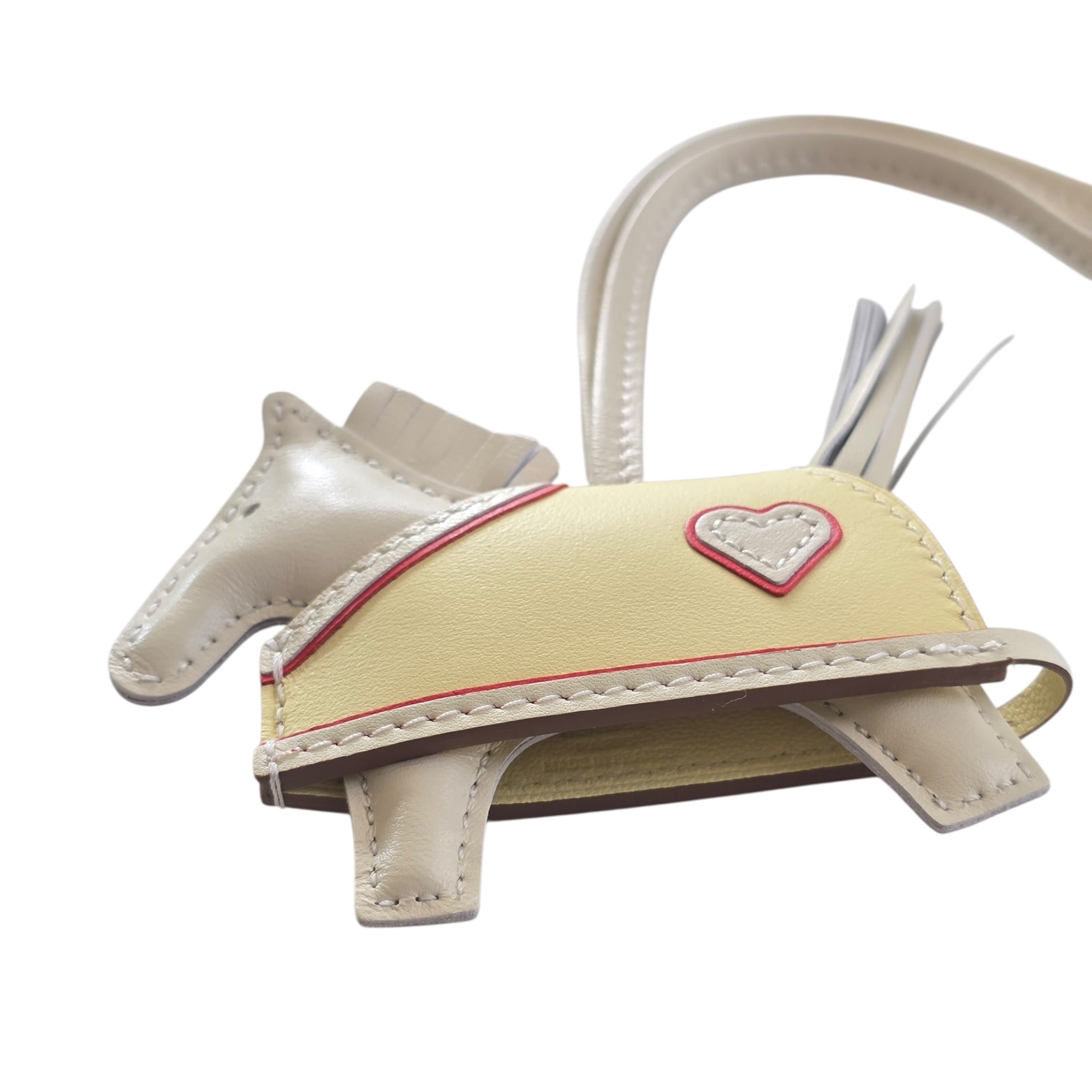 Hermès Rodeo Robeo Coeur Charm PM Craie, Jaune Milton & Rouge Radieux Milo Lambskin HERMES