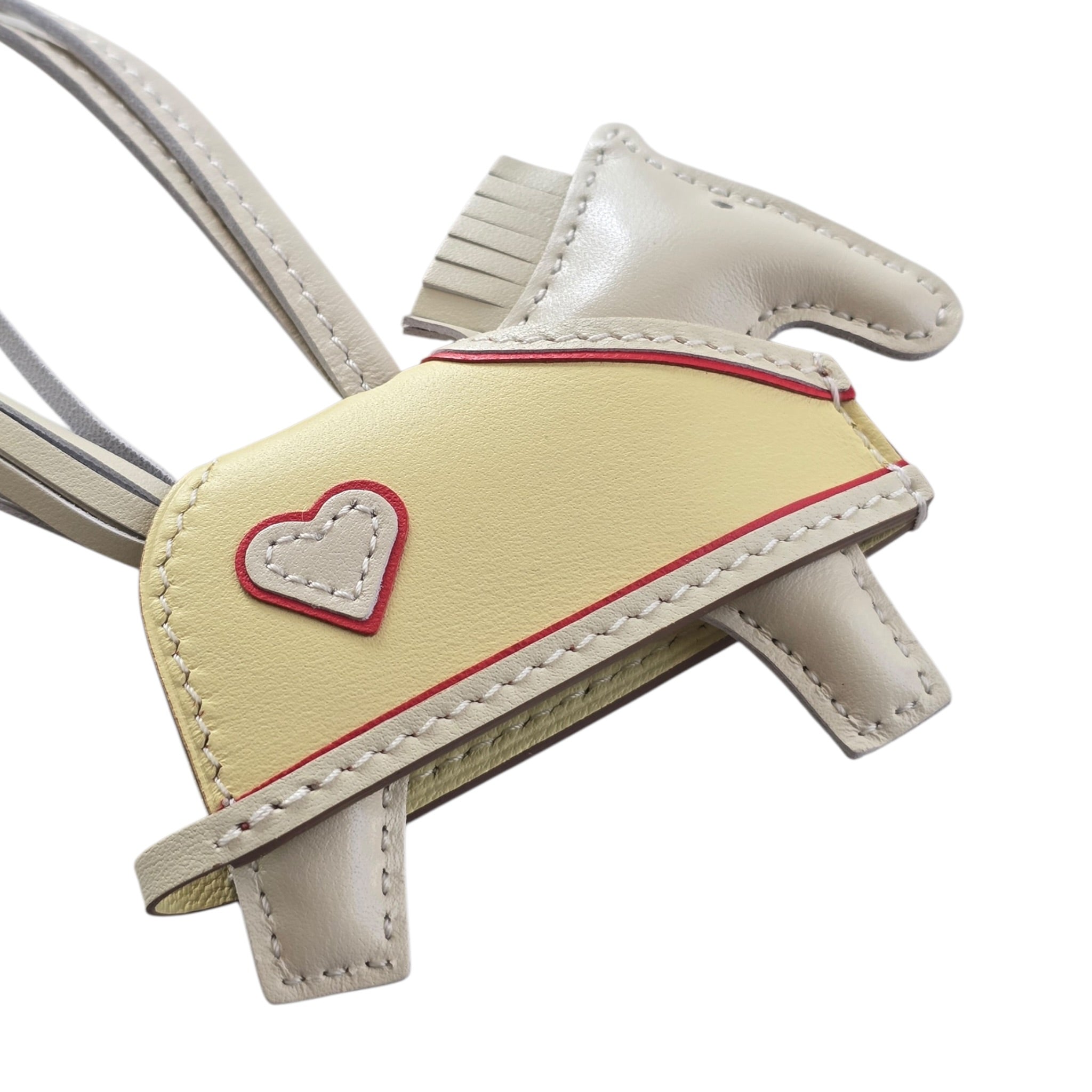 Hermès Rodeo Robeo Coeur Charm PM Craie, Jaune Milton & Rouge Radieux Milo Lambskin HERMES
