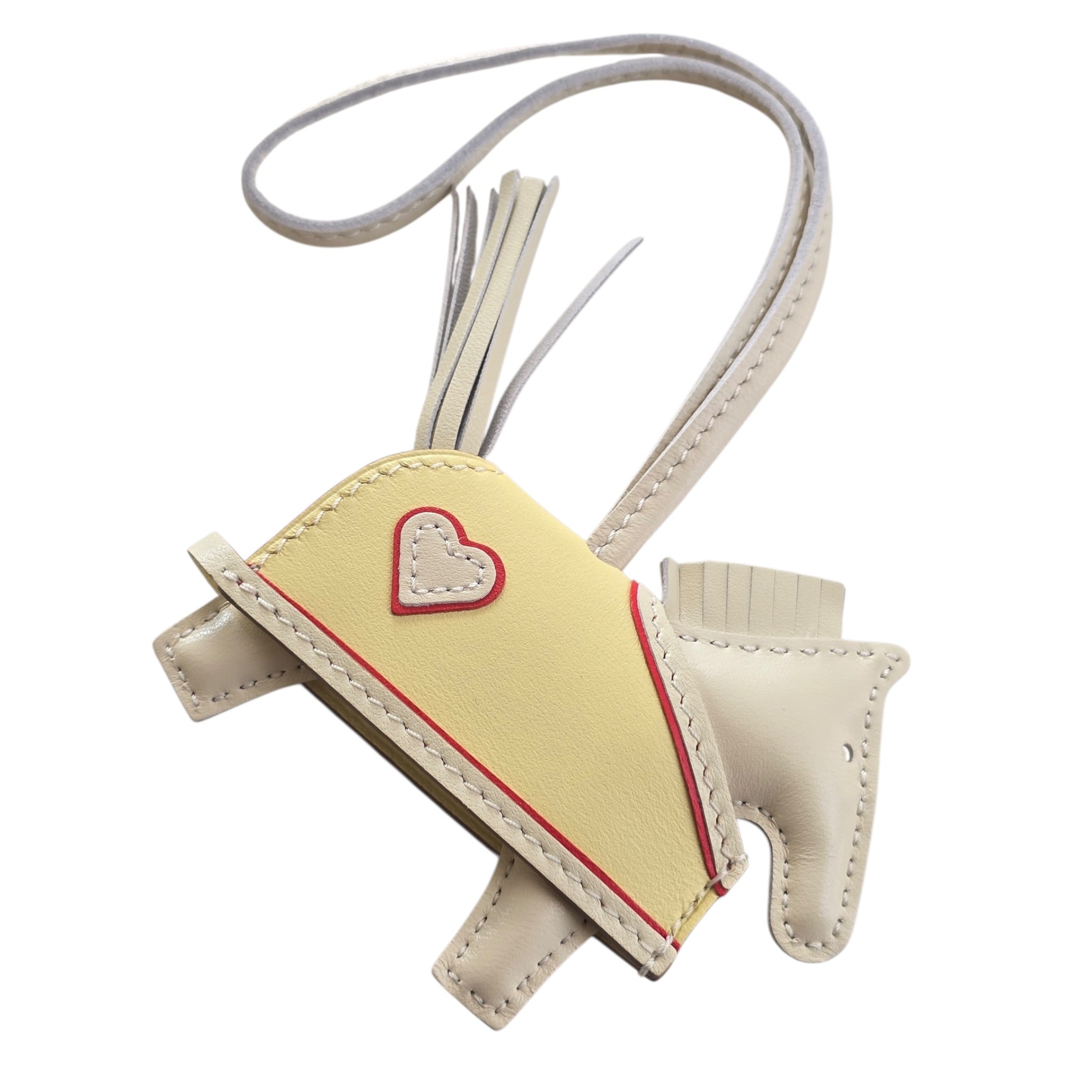 Hermès Rodeo Robeo Coeur Charm PM Craie, Jaune Milton & Rouge Radieux Milo Lambskin HERMES