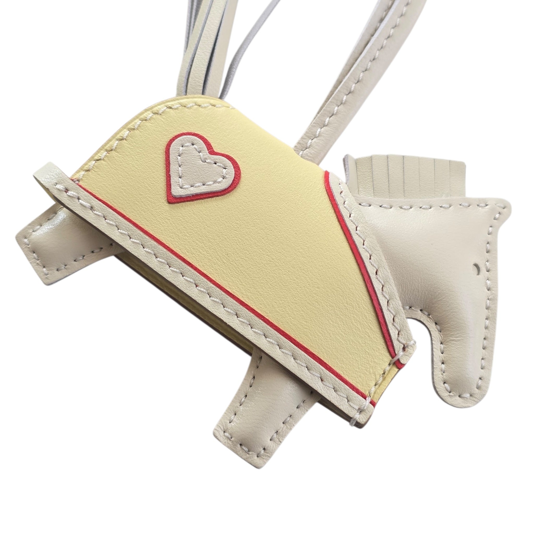 Hermès Rodeo Robeo Coeur Charm PM Craie, Jaune Milton & Rouge Radieux Milo Lambskin HERMES