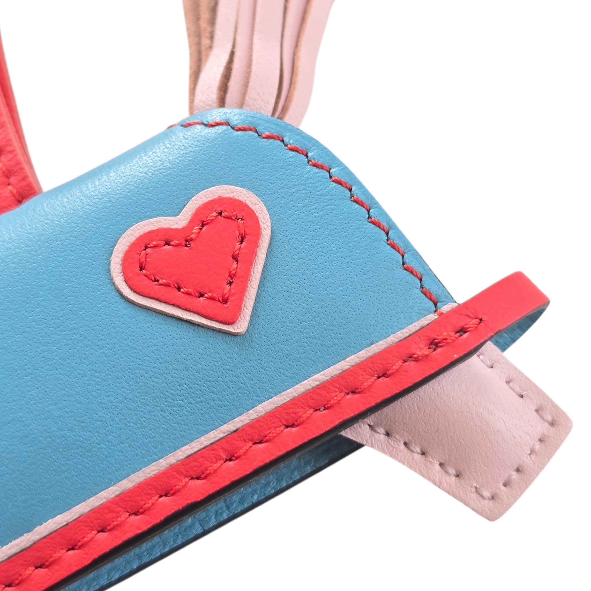 Hermès Rodeo Robeo Coeur Bag Charm PM Rose Darling, Bleu Celeste & Rouge Radieux Milo Lambskin HERMES