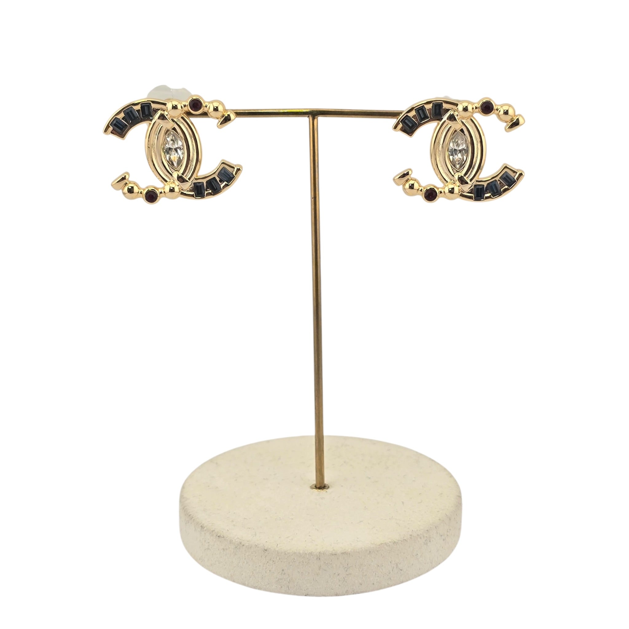 Chanel CC Gold Stud Multicoloured Crystal Earrings 2026 CHANEL