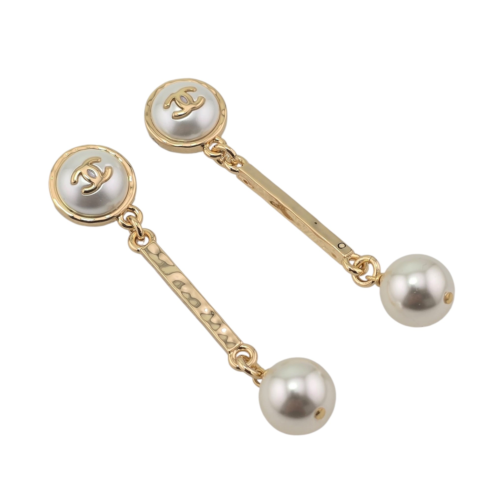 Chanel CC Pendant Gold Faux Pearl Earrings 2026 CHANEL