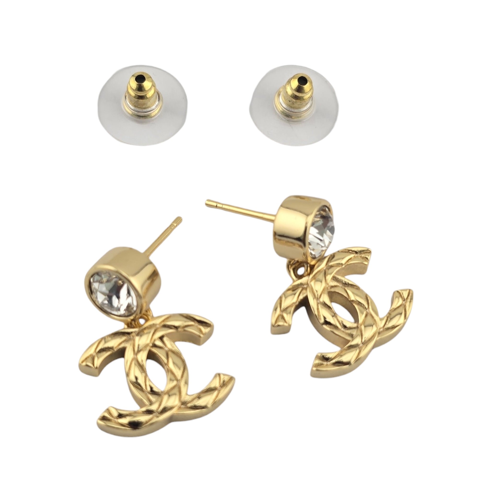 Chanel CC Gold Crystal Drop Earrings 2026 CHANEL