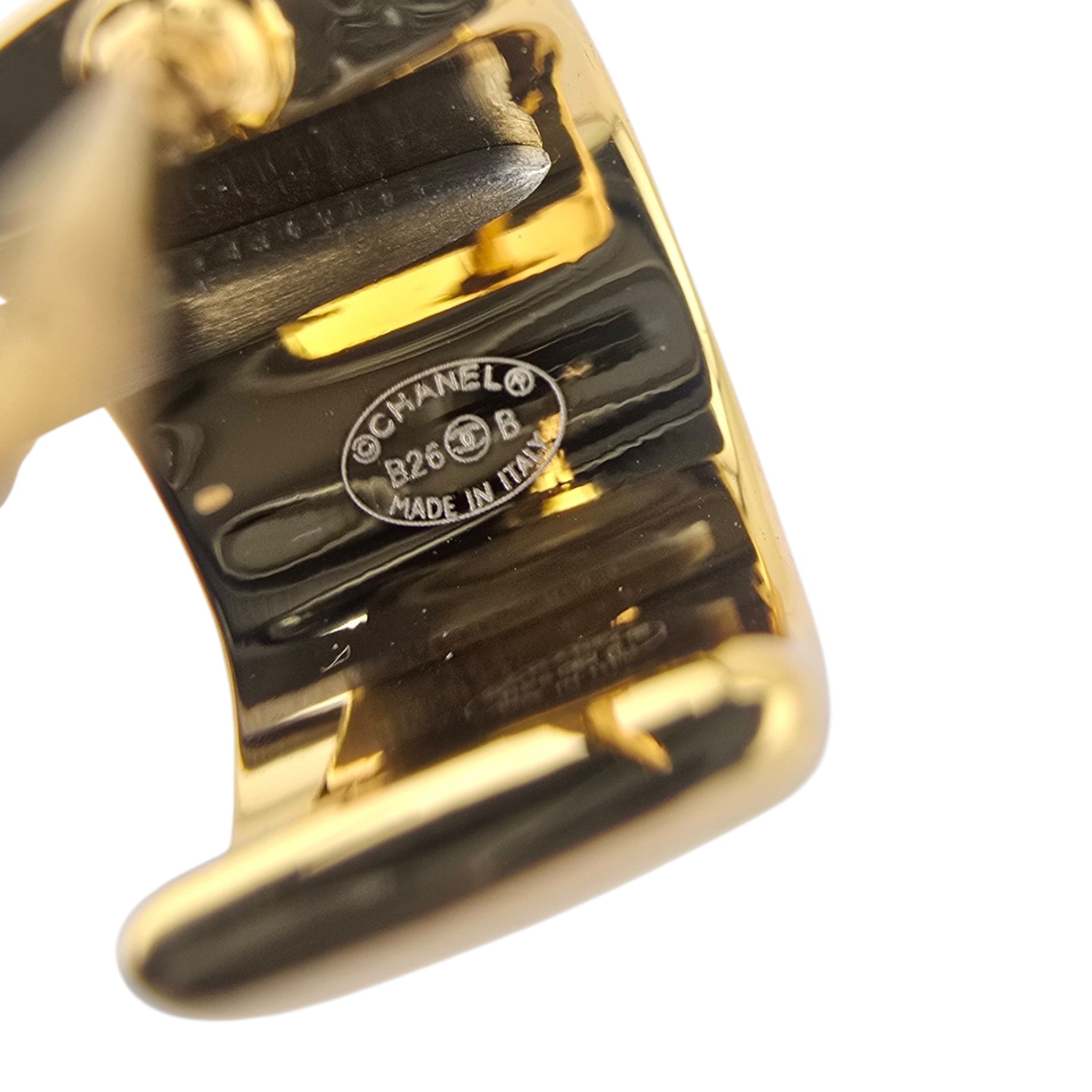 Chanel CC Metal Resin Stud Earrings Gold Black 2026 CHANEL