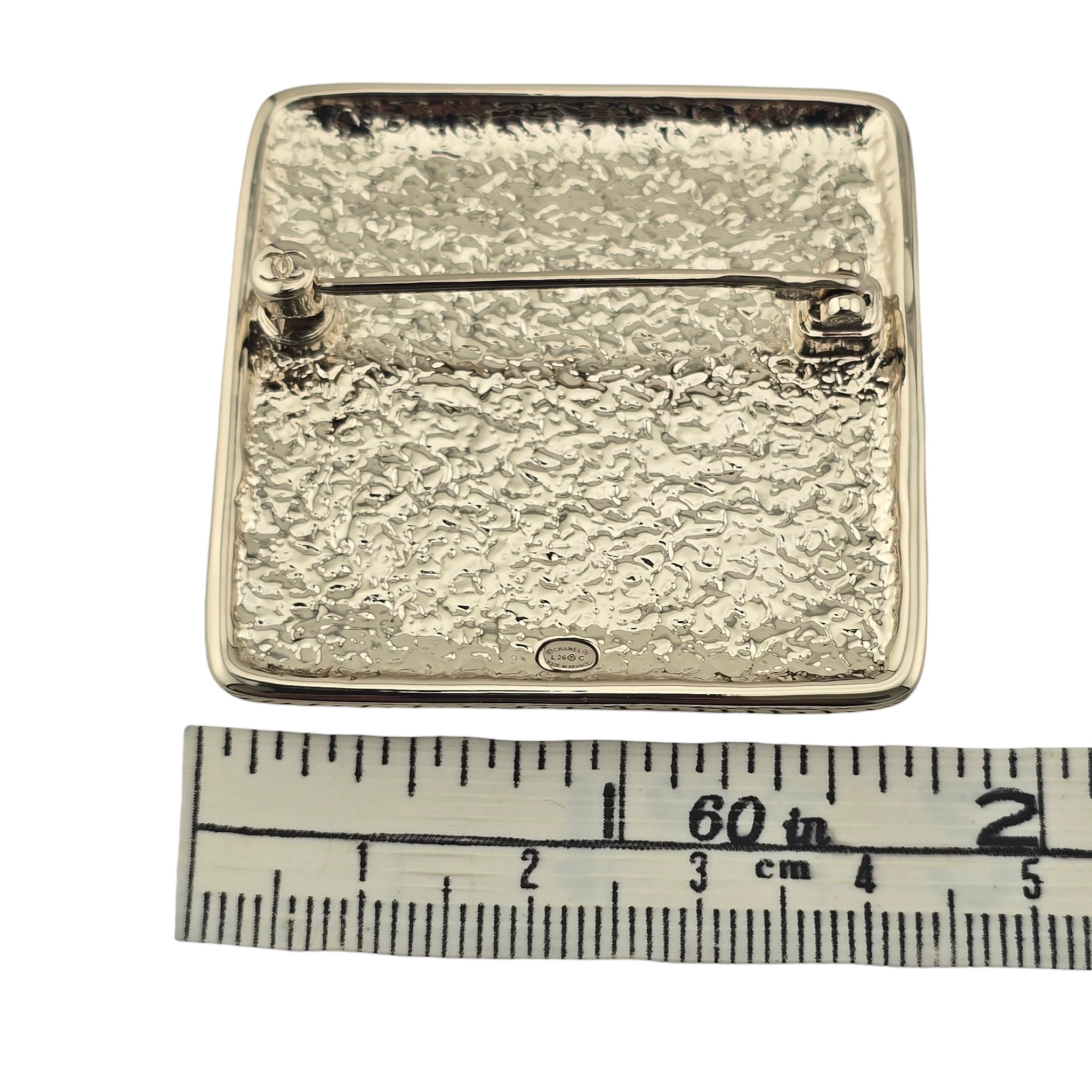 Chanel CC Square Gold Black Brooch 2026 CHANEL