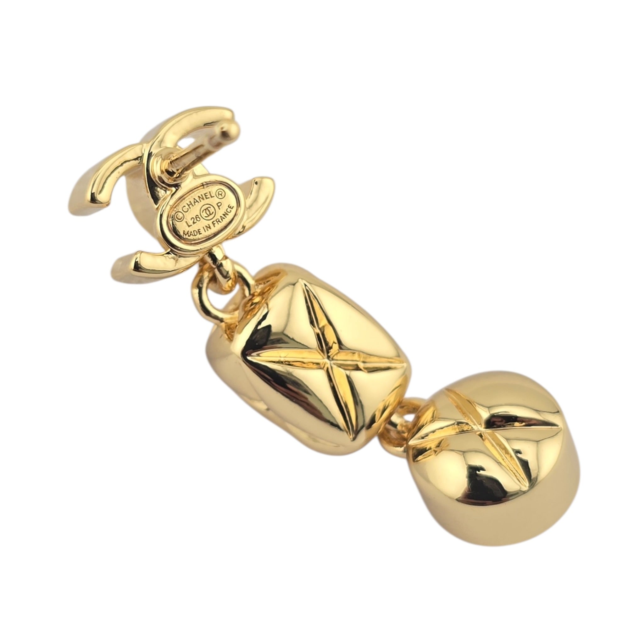Chanel CC Pendant Crystal Drop Gold Earrings 2026 CHANEL