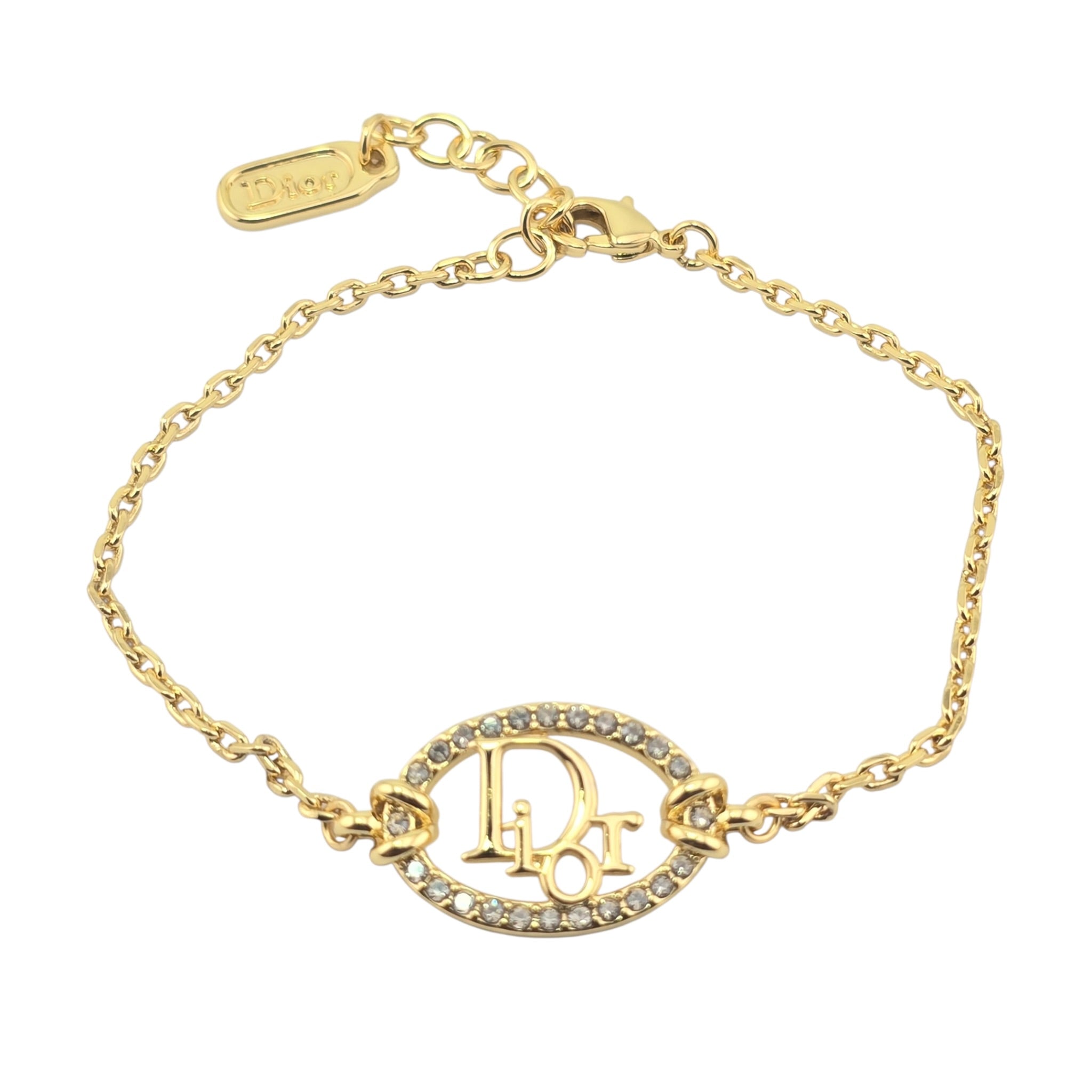 Christian Dior Oblique Gold Crystals Bracelet DIOR