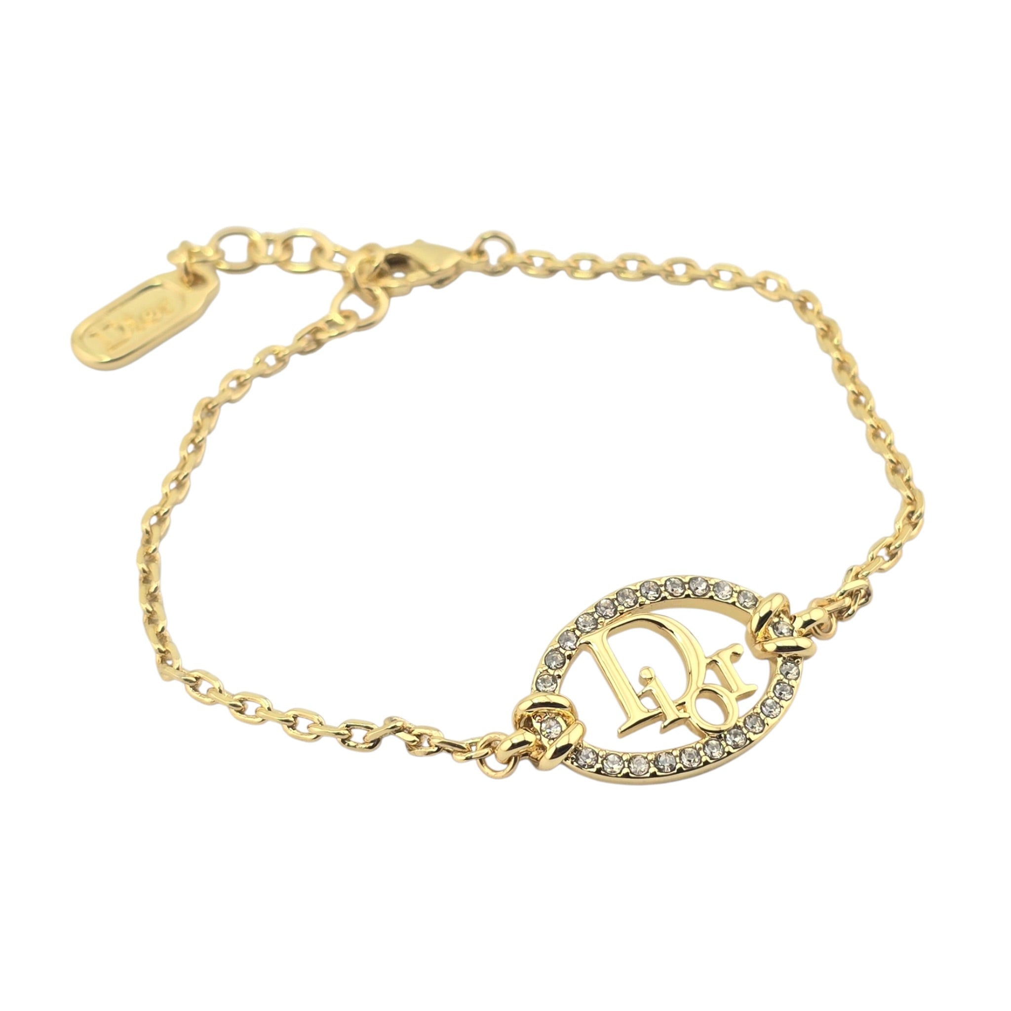 Christian Dior Oblique Gold Crystals Bracelet DIOR