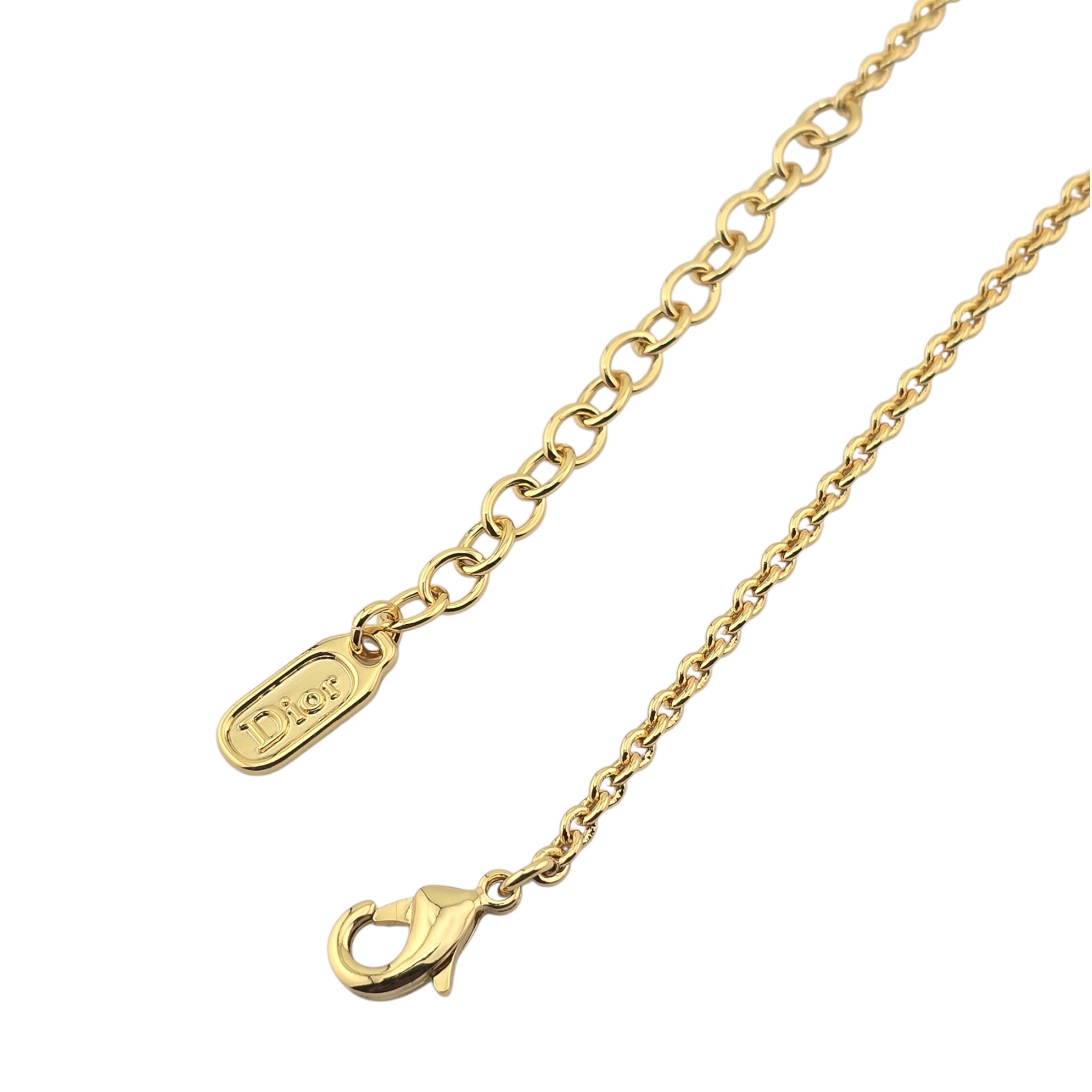 Christian Dior Clover Pendant Gold Necklace DIOR