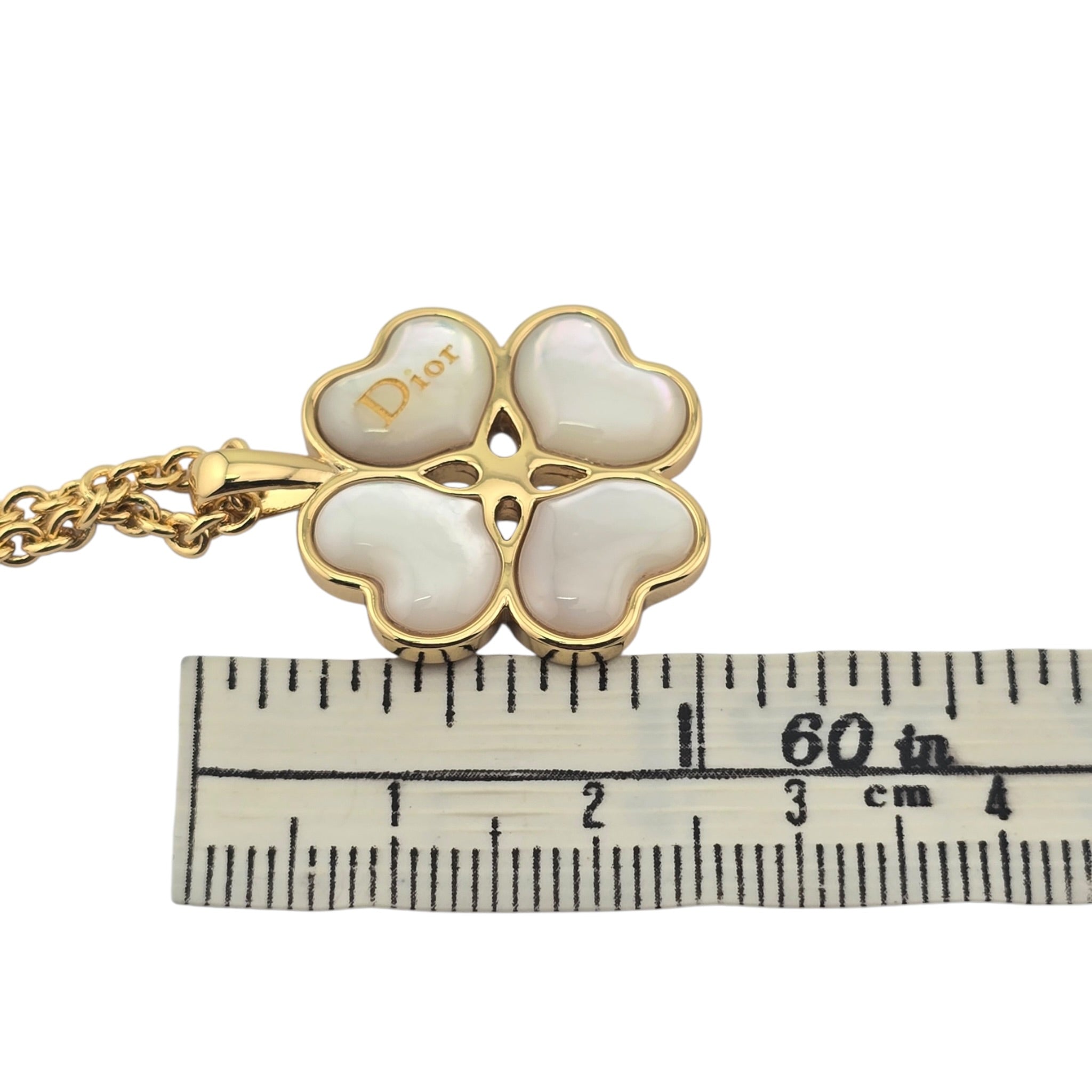 Christian Dior Clover Pendant Gold Necklace DIOR