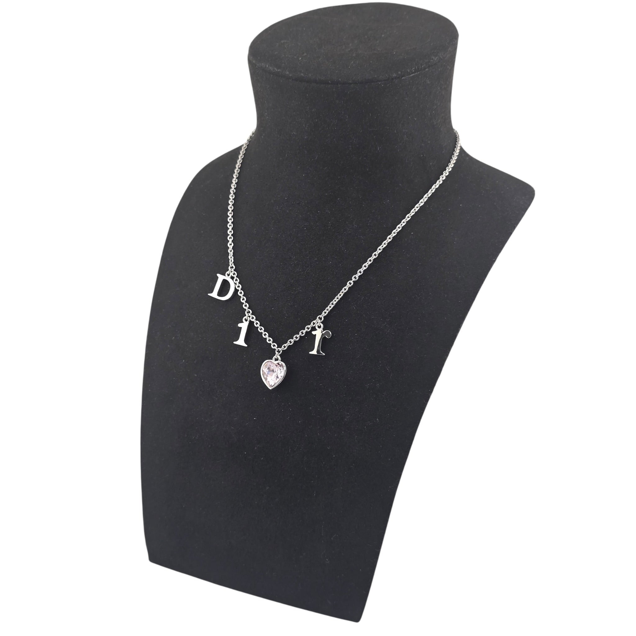 Christian Dior Pink Heart Silver Necklace DIOR